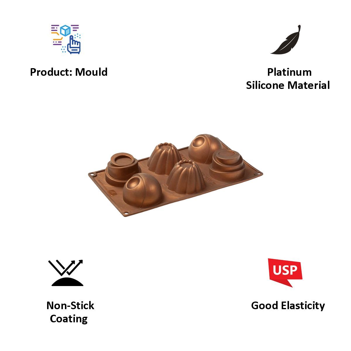 WONDERCHEF Pavoni Home Edition Mould for Microwave, Refrigerator (Good Elasticity, 63152911, Brown)_7