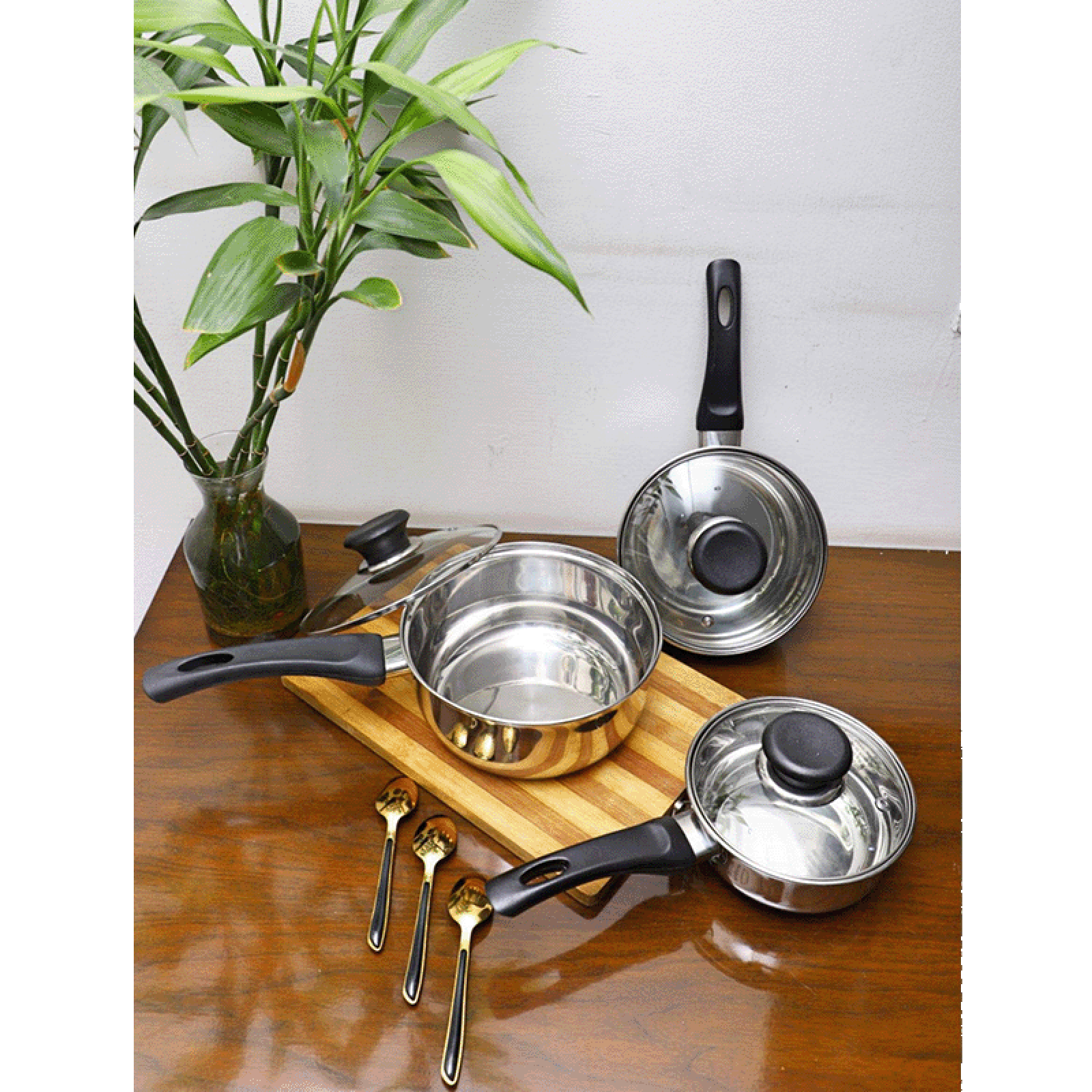 sabichi Saucepan Set (3-Piece, 95541, Silver)_7