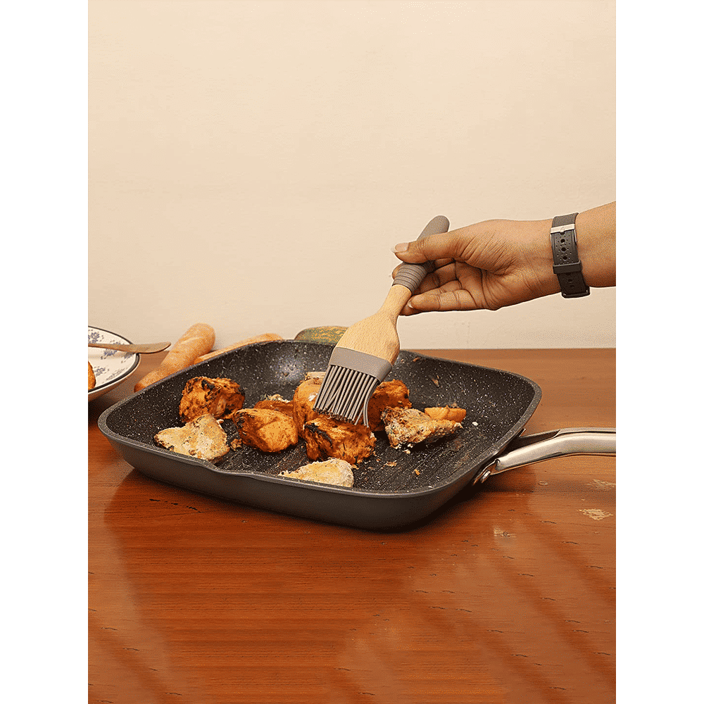 Sabichi Silicone Bamboo Flat Brush (Soft & Comfortable Grip, Grey)_6