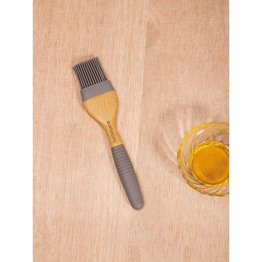 Sabichi Silicone Bamboo Flat Brush (Soft & Comfortable Grip, Grey)_7
