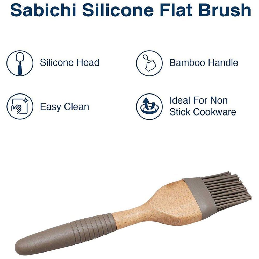 Sabichi Silicone Bamboo Flat Brush (Soft & Comfortable Grip, Grey)_8