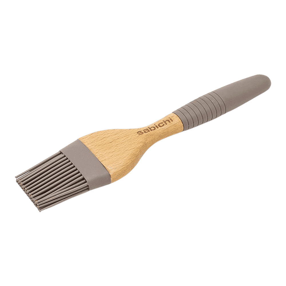 Sabichi Silicone Bamboo Flat Brush (Soft & Comfortable Grip, Grey)_2