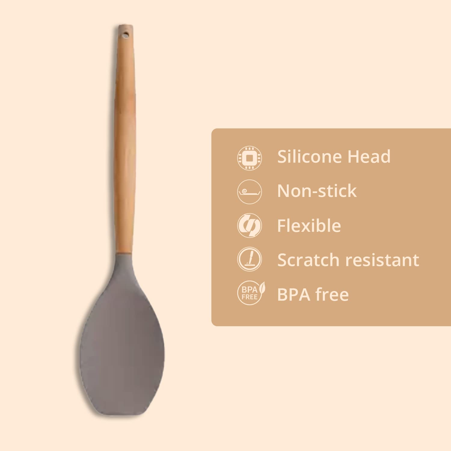 sabichi Haden Silicone Spoonula (BPA Free, Grey)_6