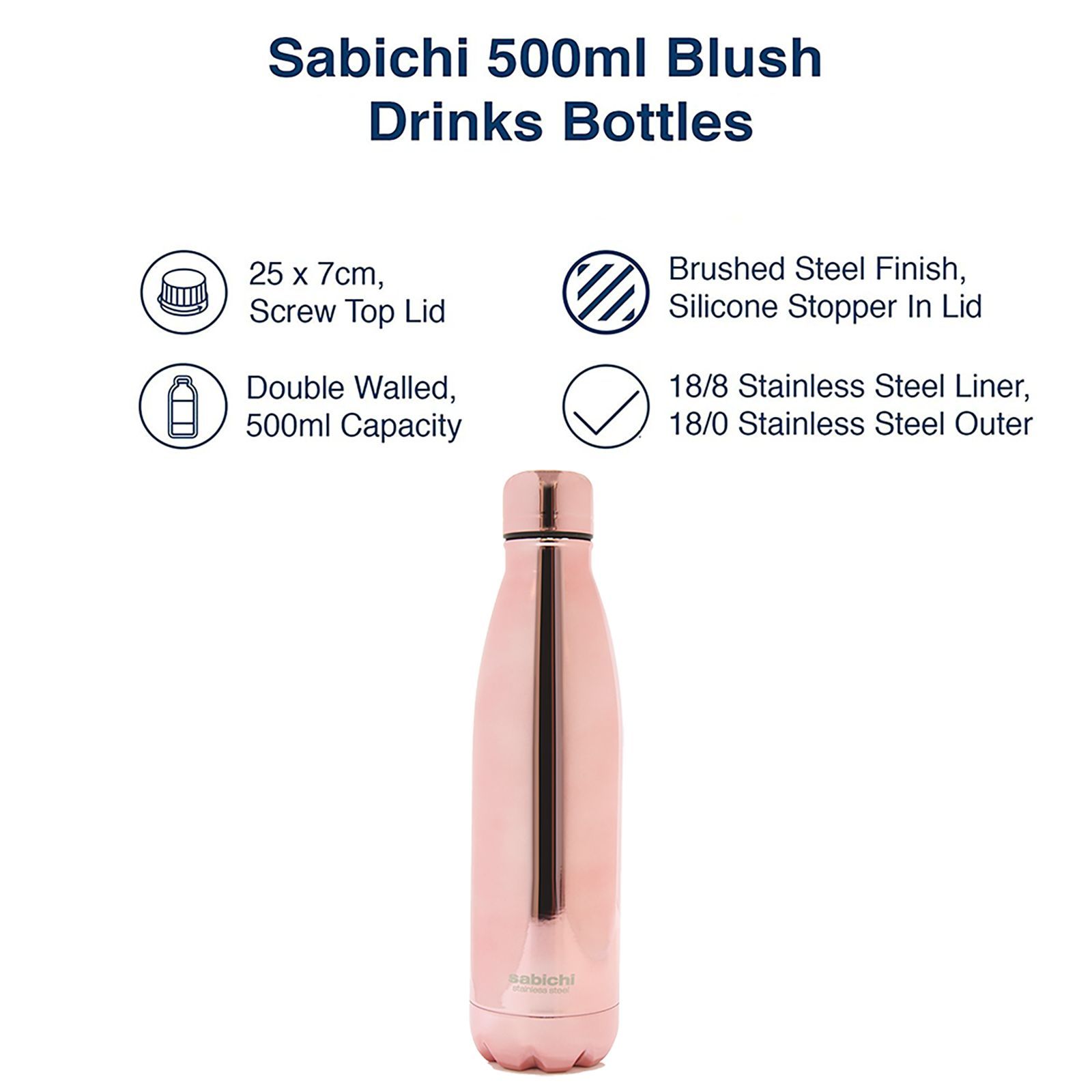 sabichi Blush 450 ml Stainless Steel Water Bottle (BPA Free, 193728, Pink)_5