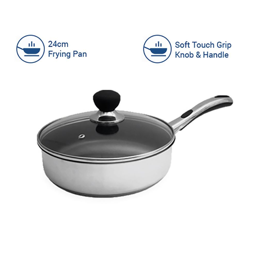 sabichi Haden Easy Grip Stainless Steel Fry Pan with Glass Lid (Induction Compatible, Active Steam Vent, Silver)_4
