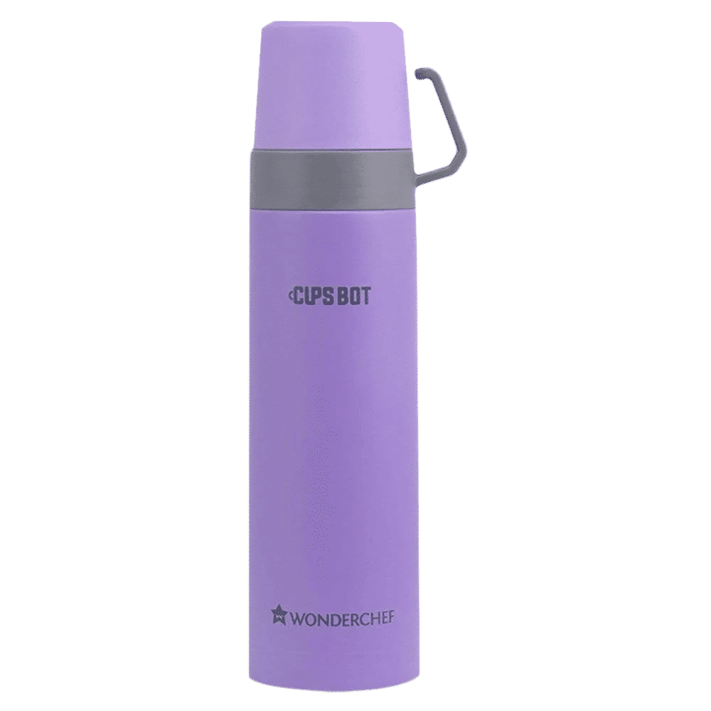 WONDERCHEF Cups-Bot 500ml Stainless Steel Hot & Cold Vacuum Flask (Spill & Leak Proof, Purple)_1