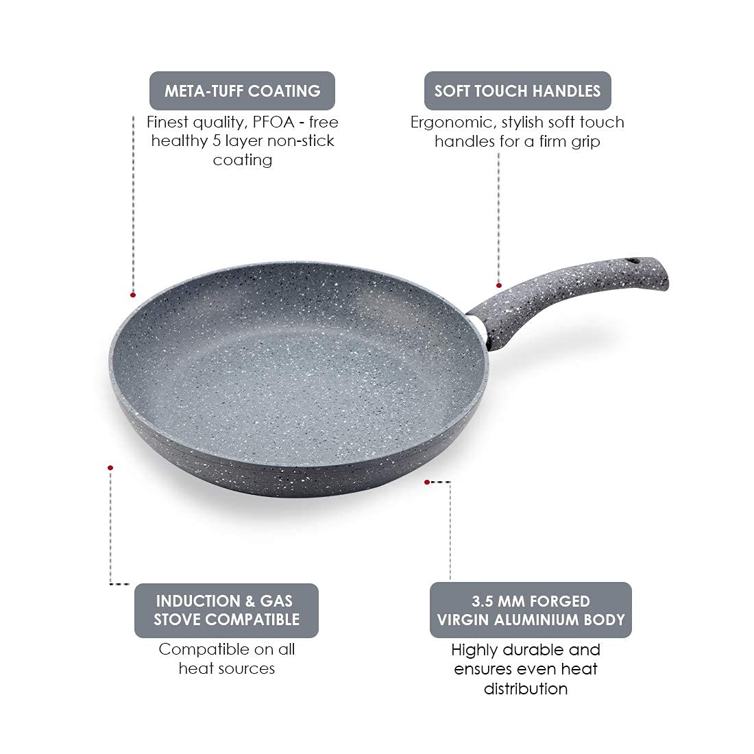 WONDERCHEF Granite 26cm Non Stick Aluminium Dosa Tawa (Induction Compatible, Even Heat Distribution, Grey)_10