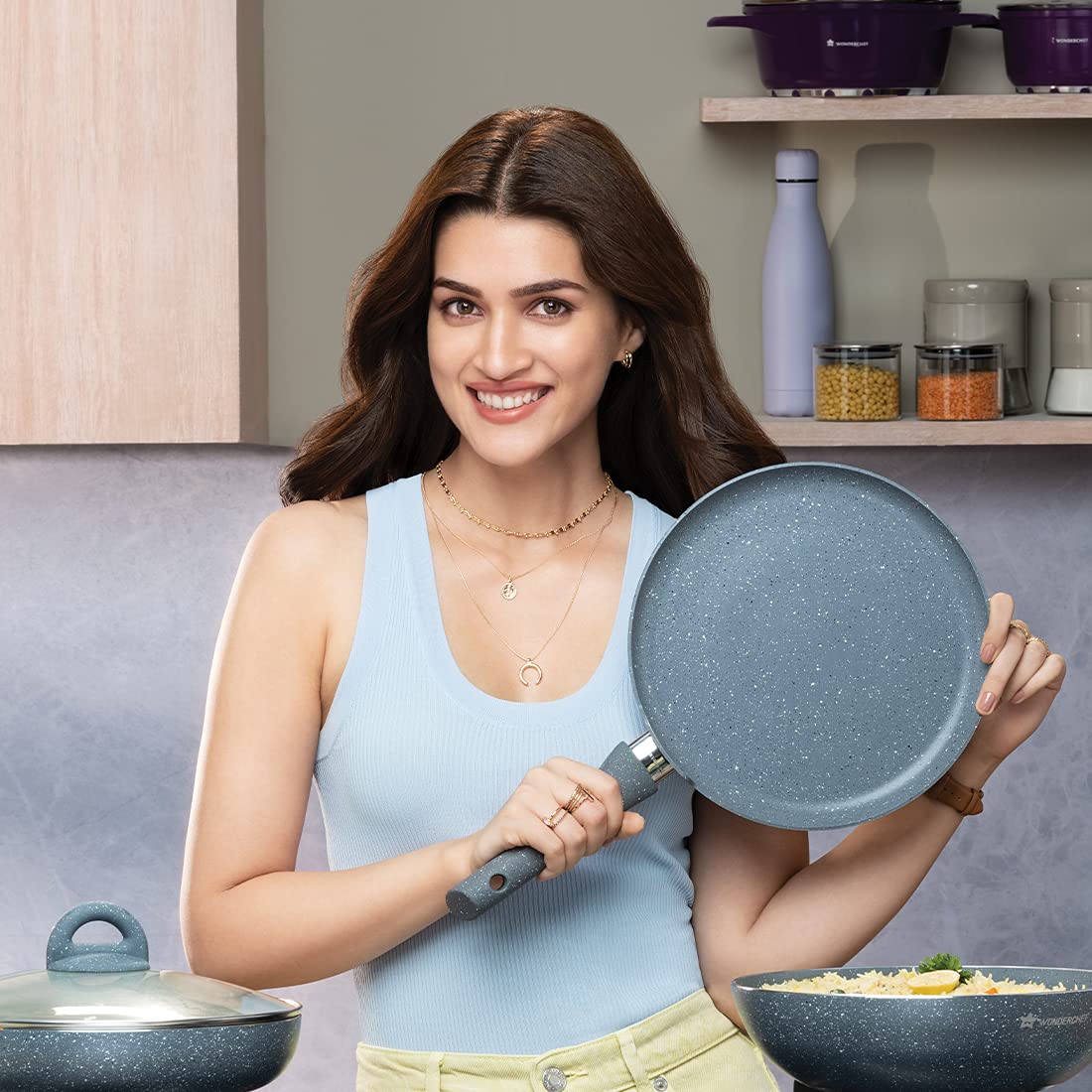 WONDERCHEF Granite 26cm Non Stick Aluminium Dosa Tawa (Induction Compatible, Even Heat Distribution, Grey)_8