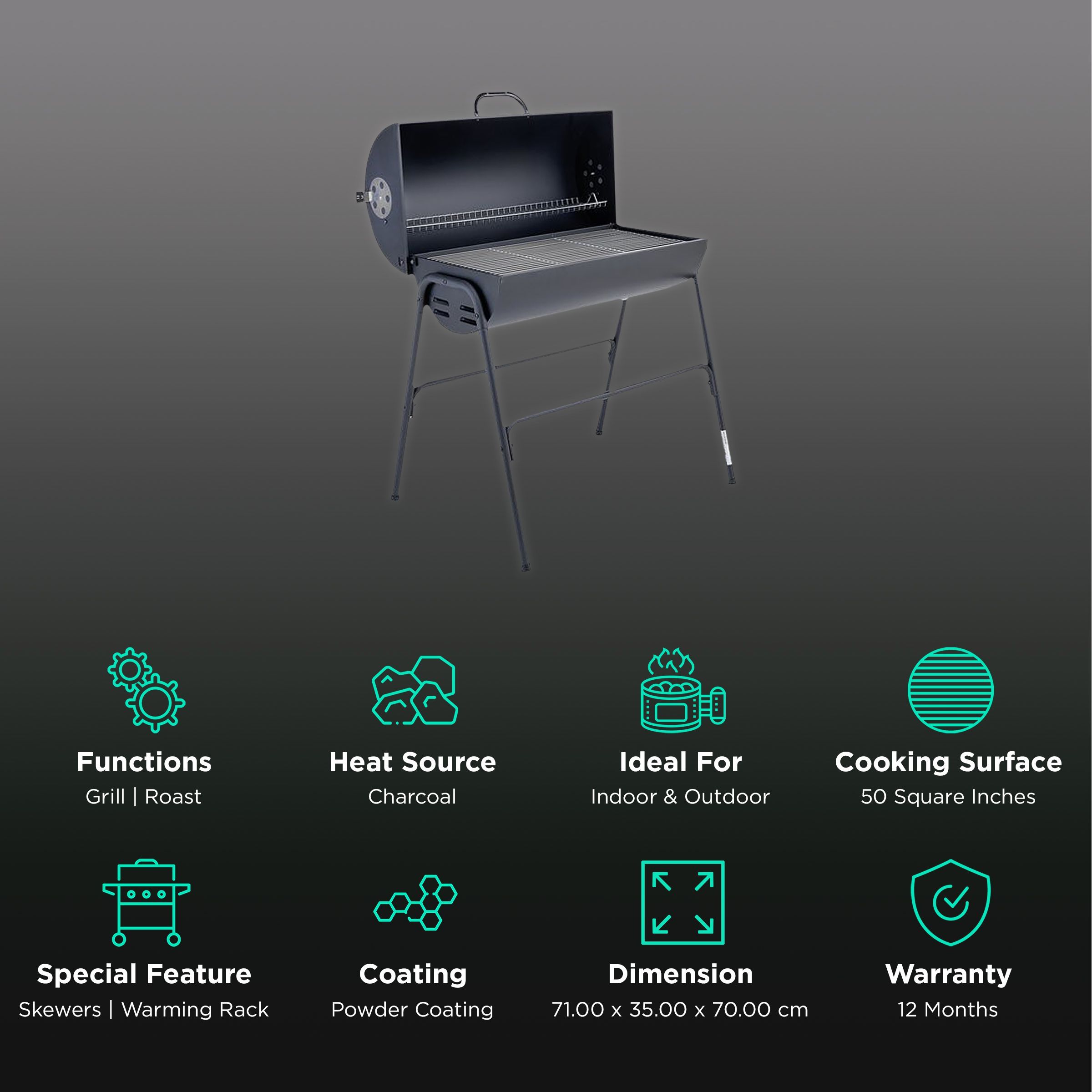 Peng Essential Foldable Charcoal Barbeque Grill (Scratch Resistant)_3