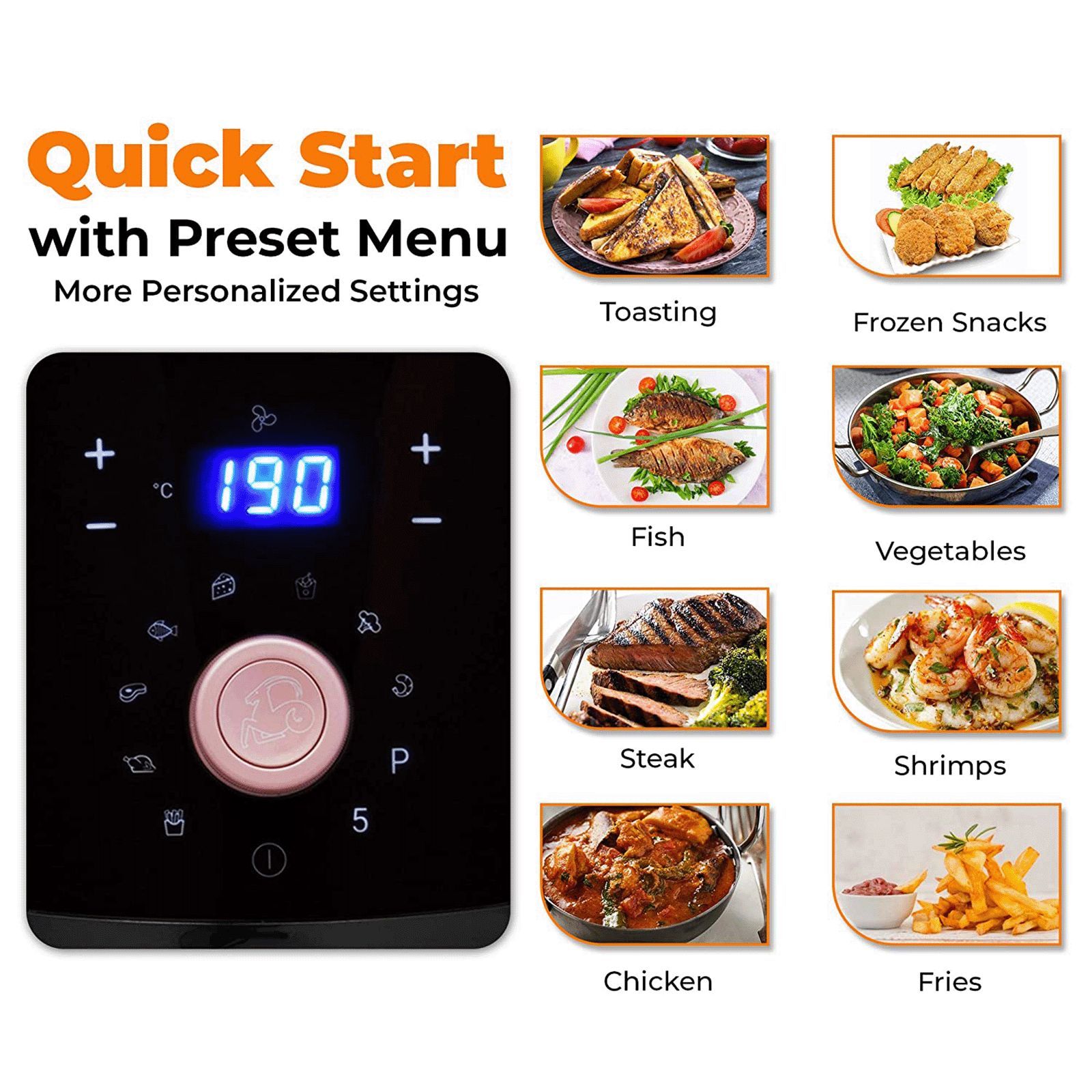 Balzano 5.5L 1700 Watt Digital Air Fryer with Rapid Heat Circulation Technology (Black)_9