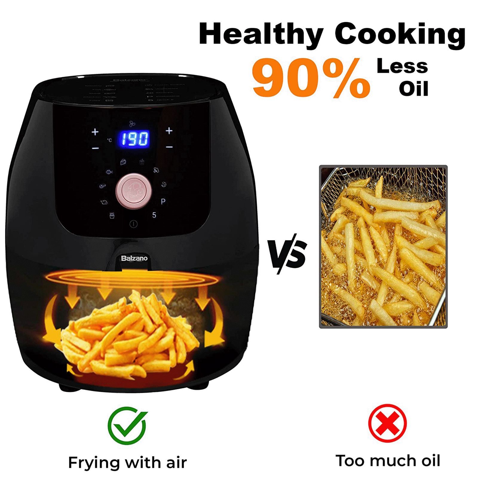 Balzano 5.5L 1700 Watt Digital Air Fryer with Rapid Heat Circulation Technology (Black)_10