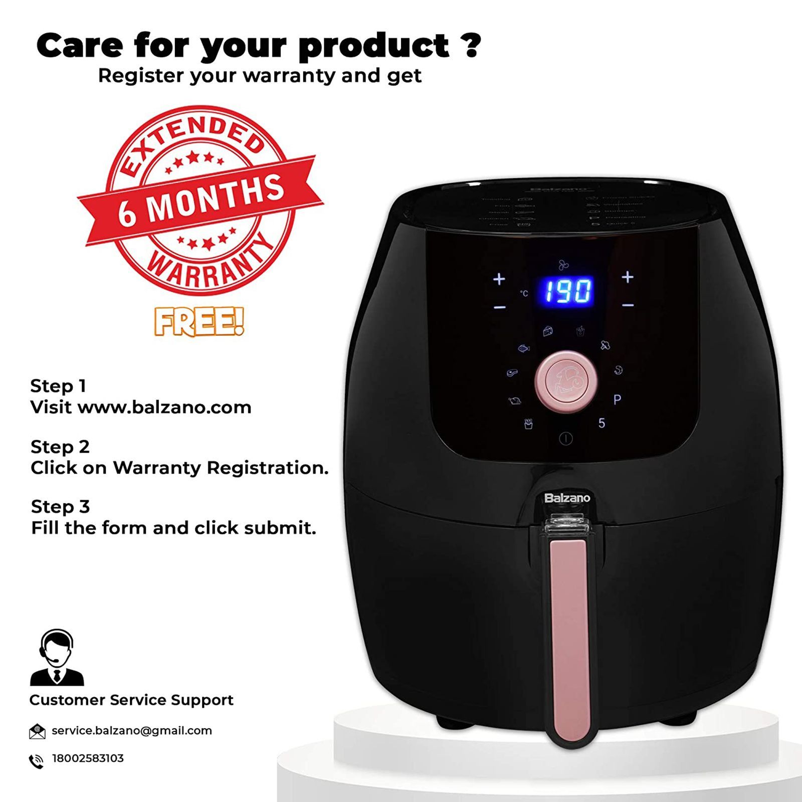 Balzano 5.5L 1700 Watt Digital Air Fryer with Rapid Heat Circulation Technology (Black)_12