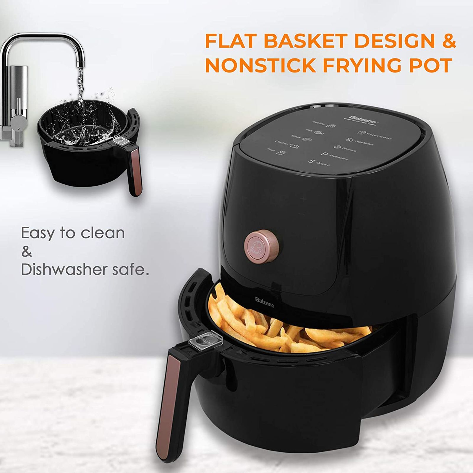 Balzano 5.5L 1700 Watt Digital Air Fryer with Rapid Heat Circulation Technology (Black)_7