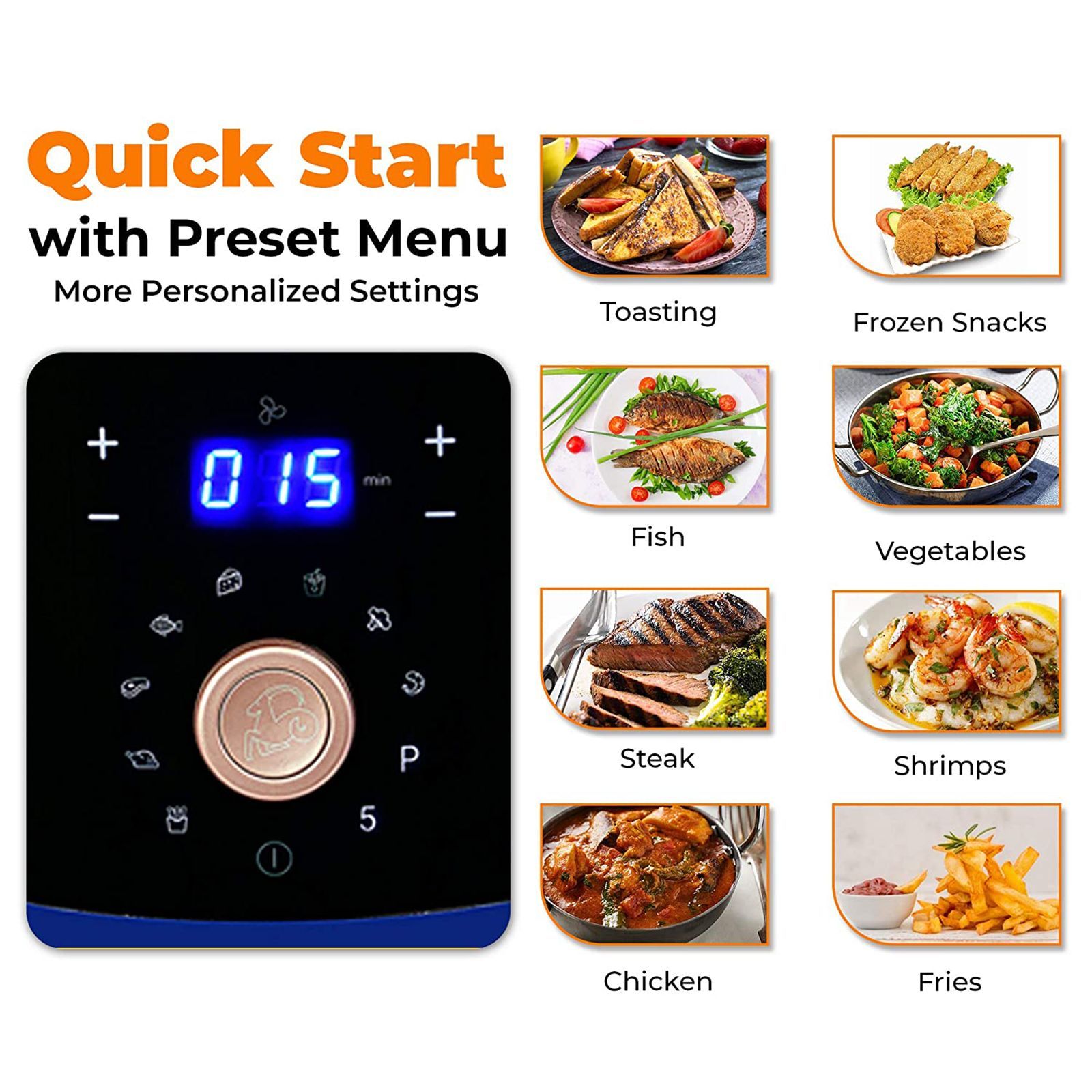 Balzano 5.5L 1700 Watt Digital Air Fryer with Rapid Heat Circulation Technology (Blue)_9