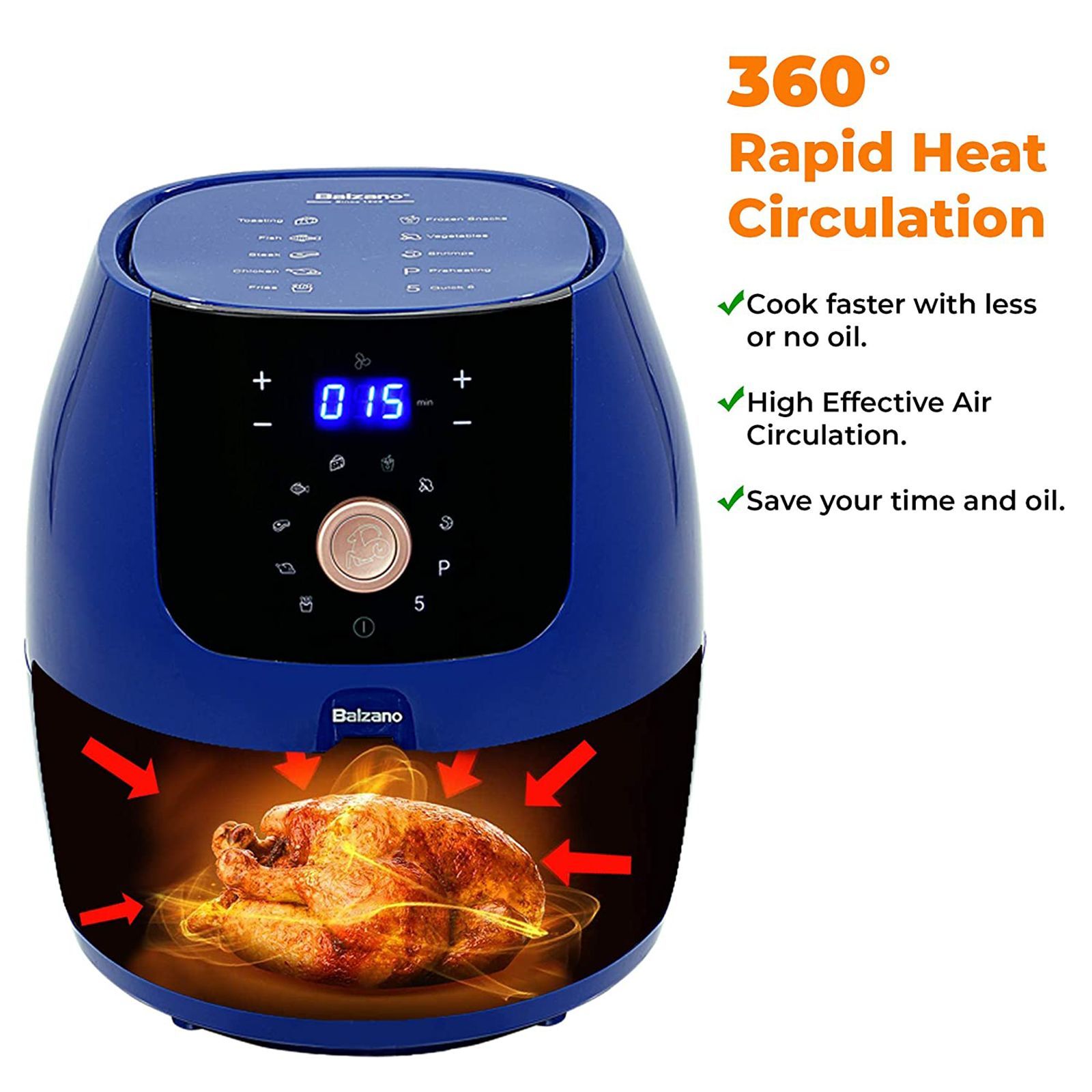 Balzano 5.5L 1700 Watt Digital Air Fryer with Rapid Heat Circulation Technology (Blue)_10