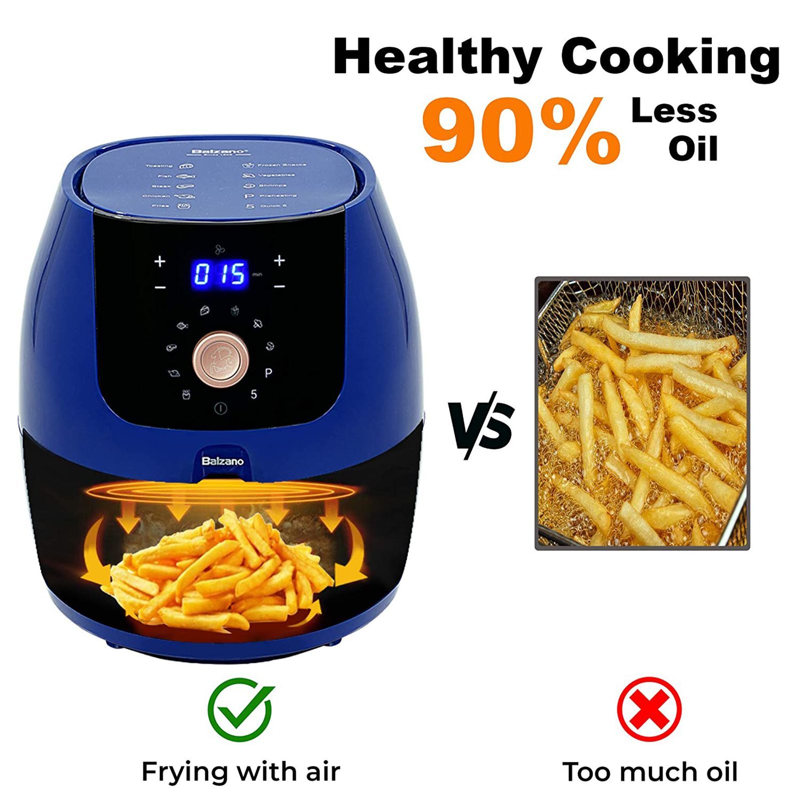 Balzano 5.5L 1700 Watt Digital Air Fryer with Rapid Heat Circulation Technology (Blue)_11