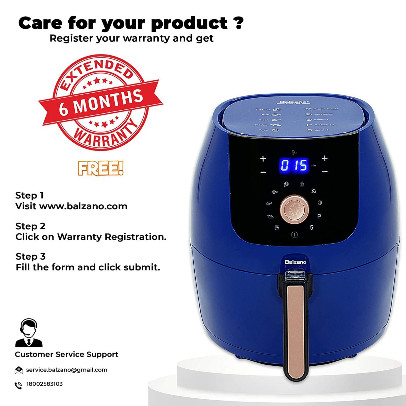 Balzano 5.5L 1700 Watt Digital Air Fryer with Rapid Heat Circulation Technology (Blue)_12