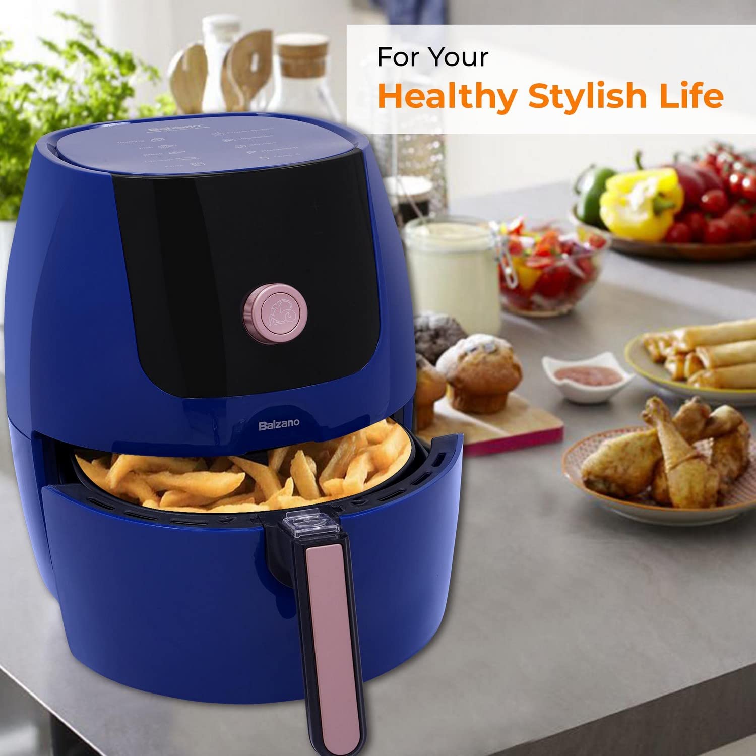 Balzano 5.5L 1700 Watt Digital Air Fryer with Rapid Heat Circulation Technology (Blue)_7