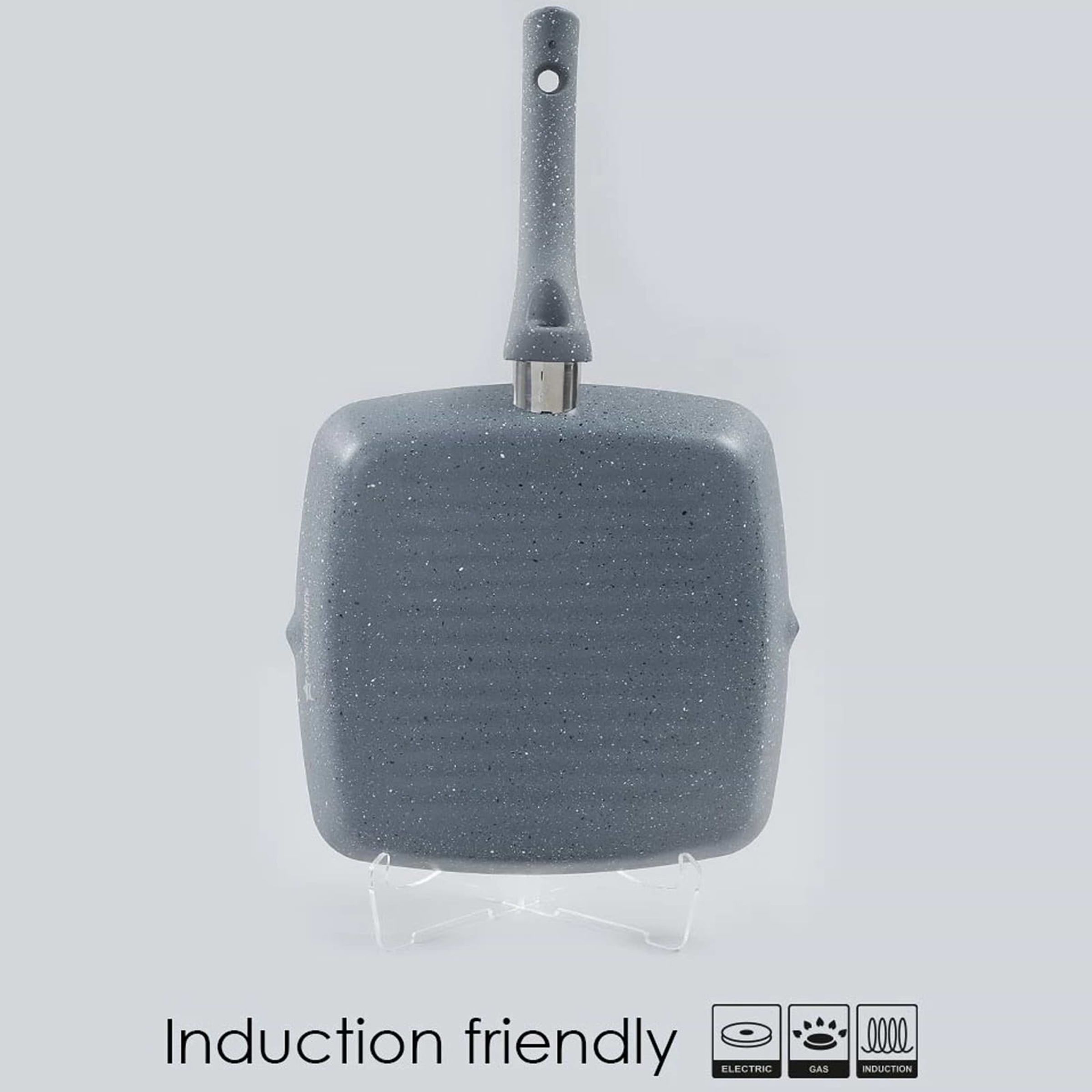WONDERCHEF Granite 1.8L Non Stick Aluminium Grill Pan (Induction Compatible, Even Heat Distribution, Grey)_14