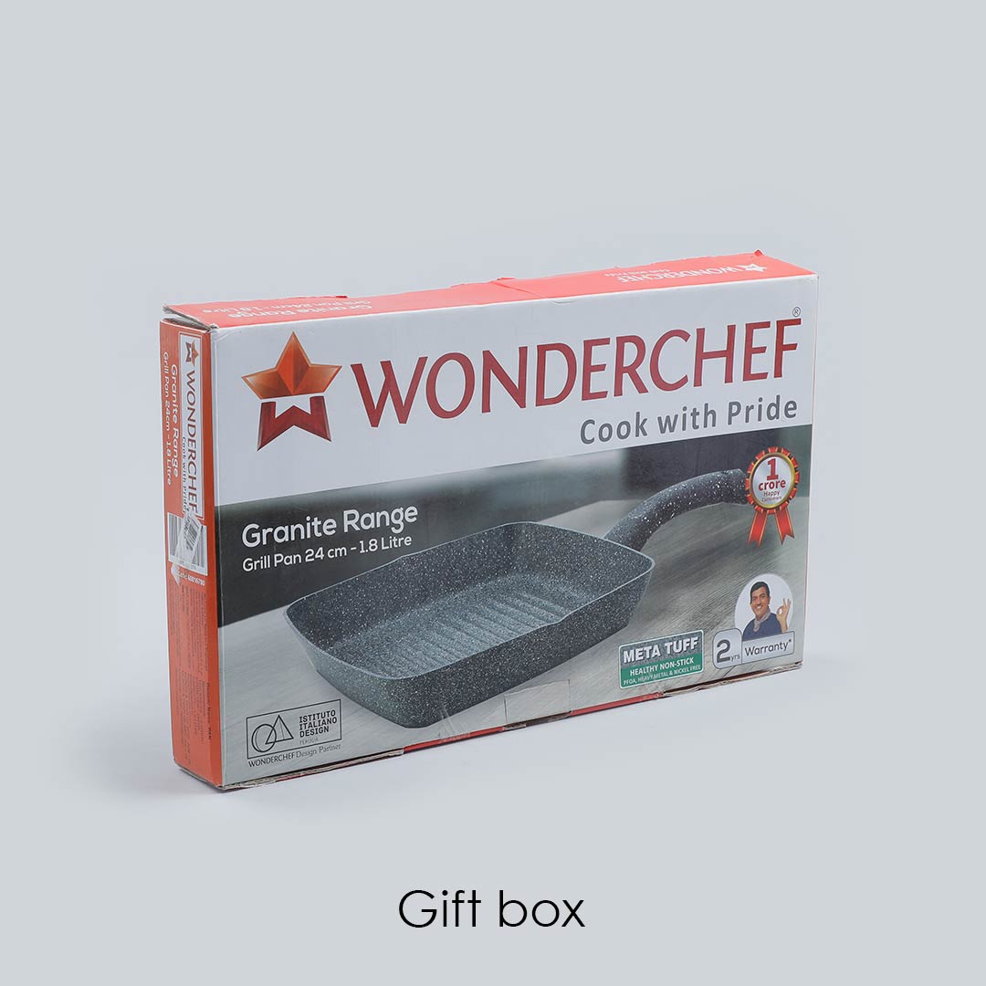 WONDERCHEF Granite 1.8L Non Stick Aluminium Grill Pan (Induction Compatible, Even Heat Distribution, Grey)_17