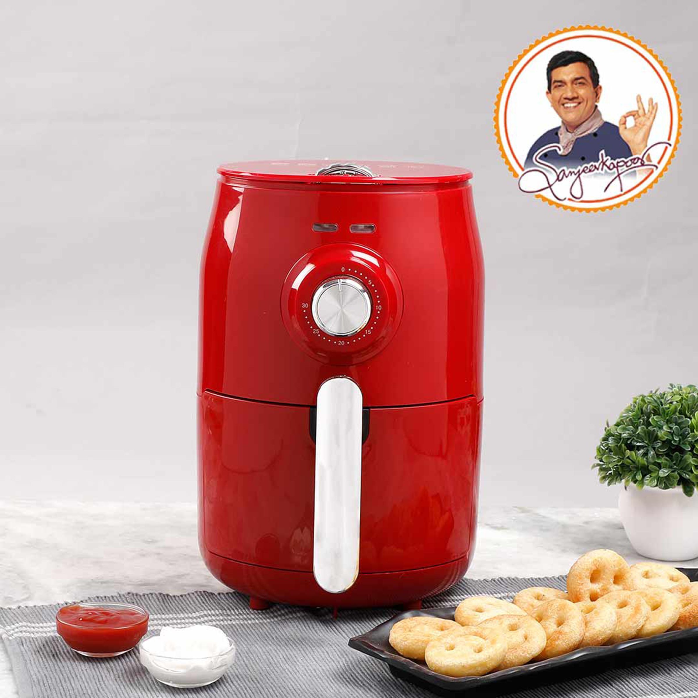 WONDERCHEF Crimson Edge 1.8L 1000 Watt Air Fryer with Rapid Air Technology (Red)_7