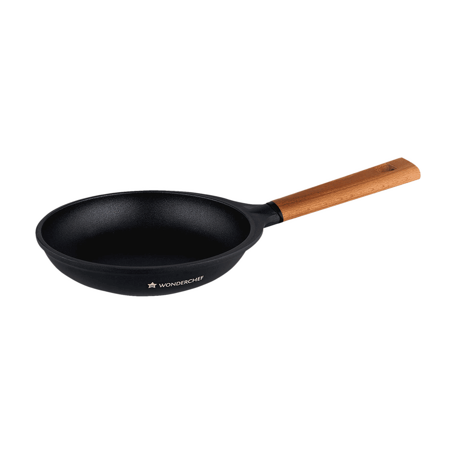 WONDERCHEF Caesar 2.3L Non Stick Aluminium Fry Pan (Induction Compatible, German Beechwood Handle, Black) WONDERCHEF Caesar 2.3L Non Stick Aluminium Fry Pan (Induction Compatible, German Beechwood Handle, Black)_1