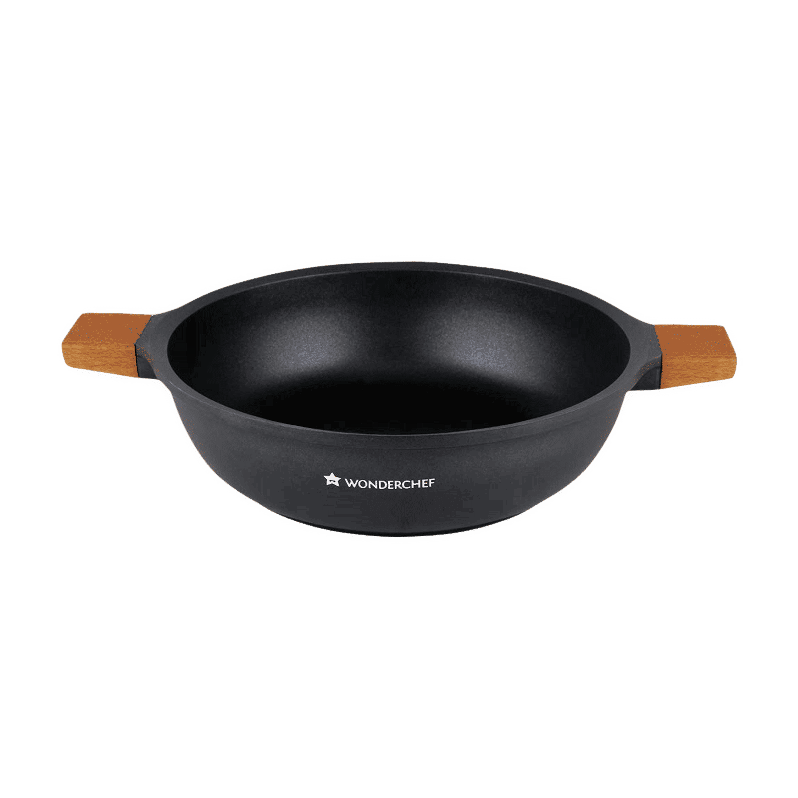 WONDERCHEF Caesar 4.07L Non Stick Aluminium Casserole with Glass Lid (Induction Compatible, Ergonomic Wooden Handles, Black) WONDERCHEF Caesar 4.07L Non Stick Aluminium Casserole with Glass Lid (Induction Compatible, Ergonomic Wooden Handles, Black)_9