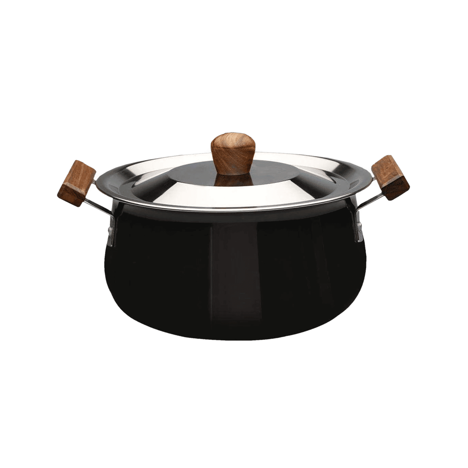 WONDERCHEF Ebony 5L Non Stick Aluminium & Wood Biryani Handi with Stainless Steel Lid (Induction Compatible, Even Heat Distribution, Black)_1