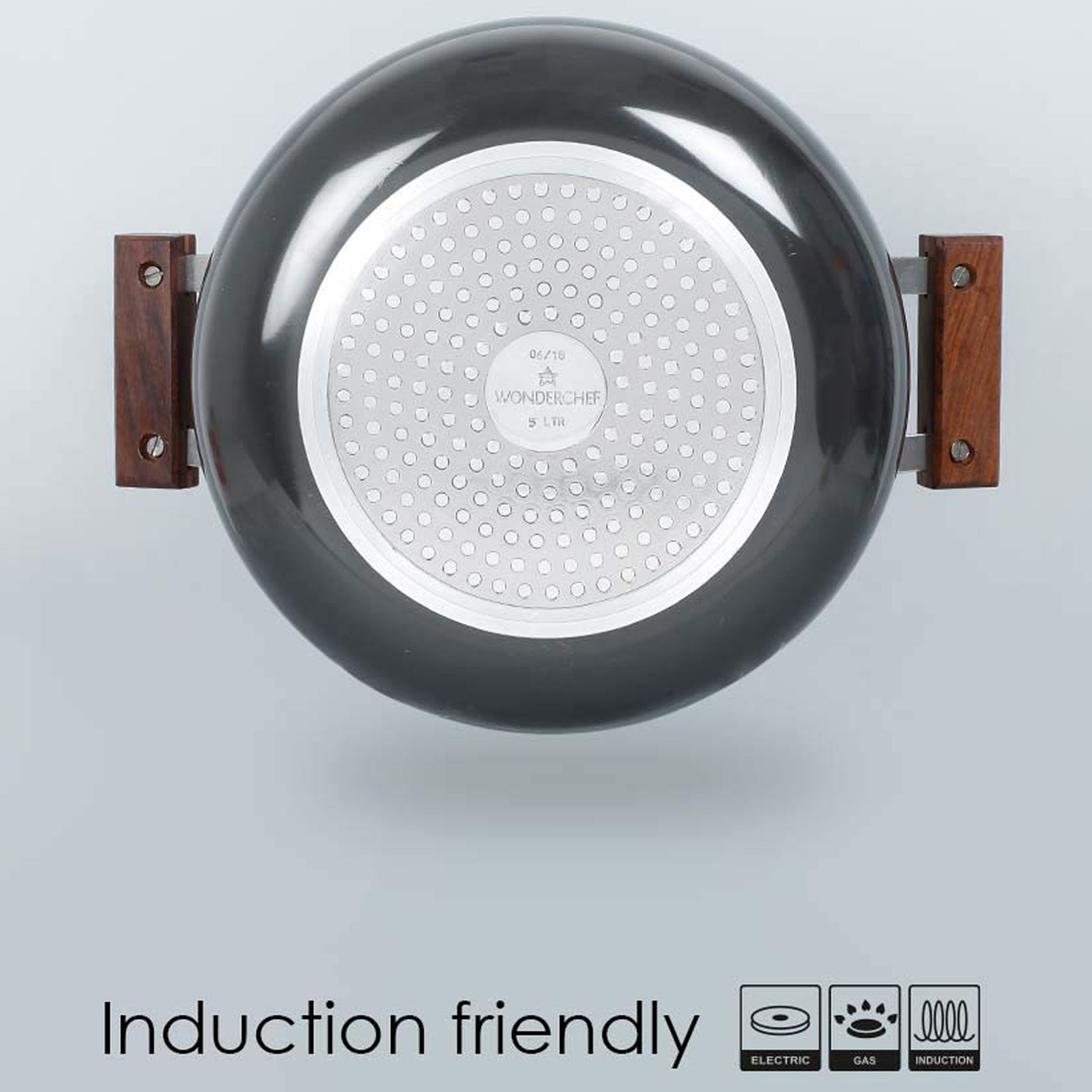 WONDERCHEF Ebony 5L Non Stick Aluminium & Wood Biryani Handi with Stainless Steel Lid (Induction Compatible, Even Heat Distribution, Black)_12