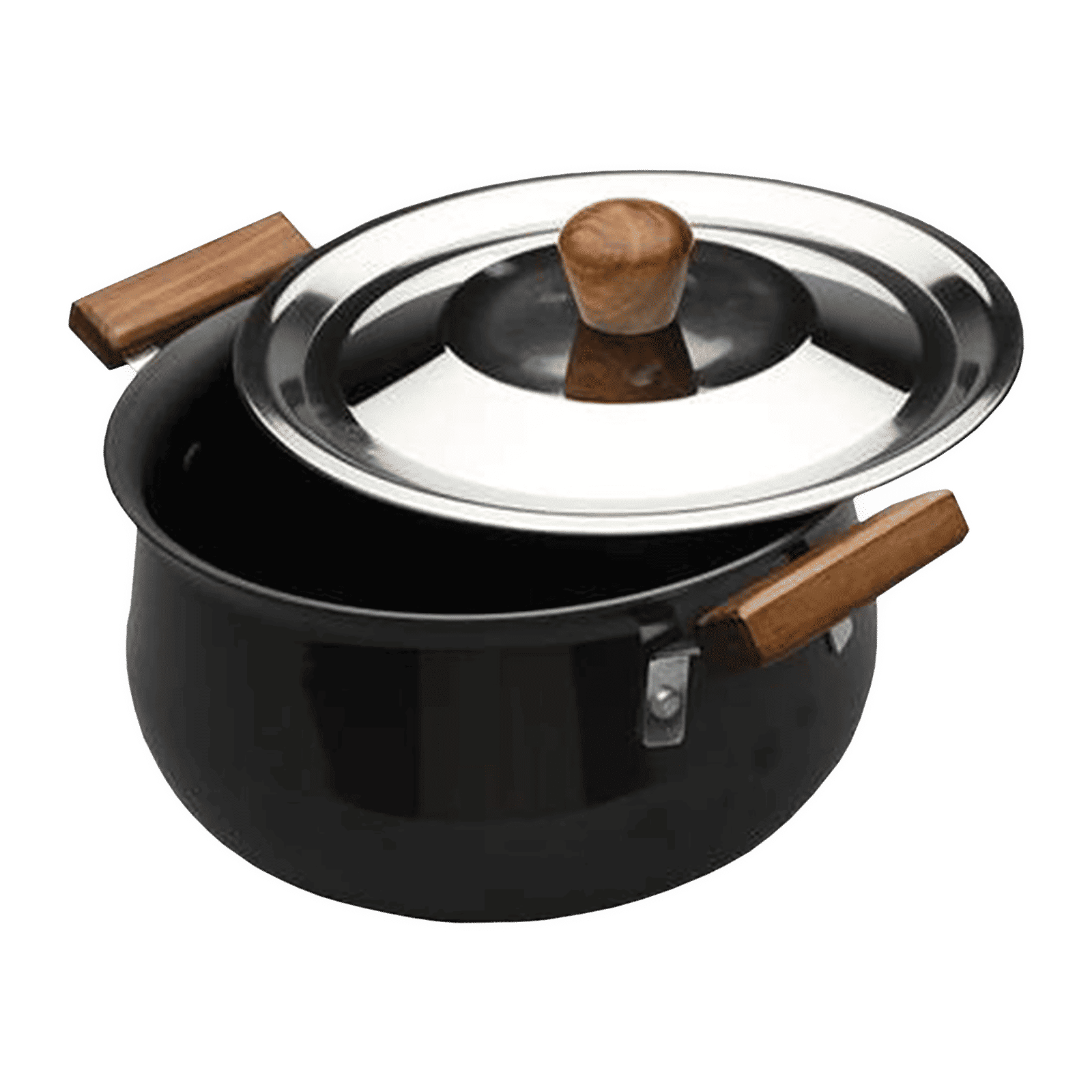 WONDERCHEF Ebony 5L Non Stick Aluminium & Wood Biryani Handi with Stainless Steel Lid (Induction Compatible, Even Heat Distribution, Black)_4
