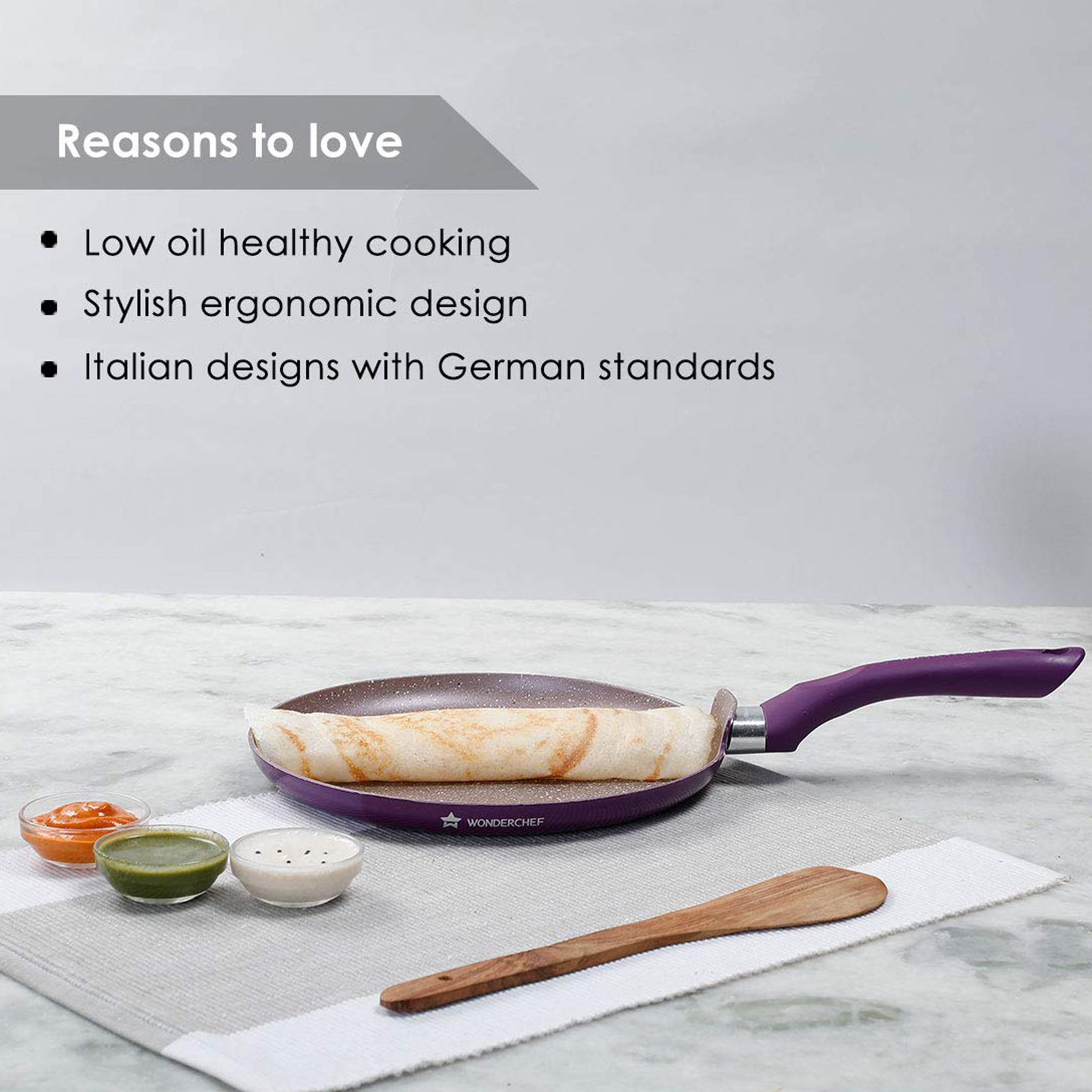 WONDERCHEF Royal Velvet 28cm Non Stick Aluminium Dosa Tawa (Induction Compatible, Even Heat Distribution, Purple)_11