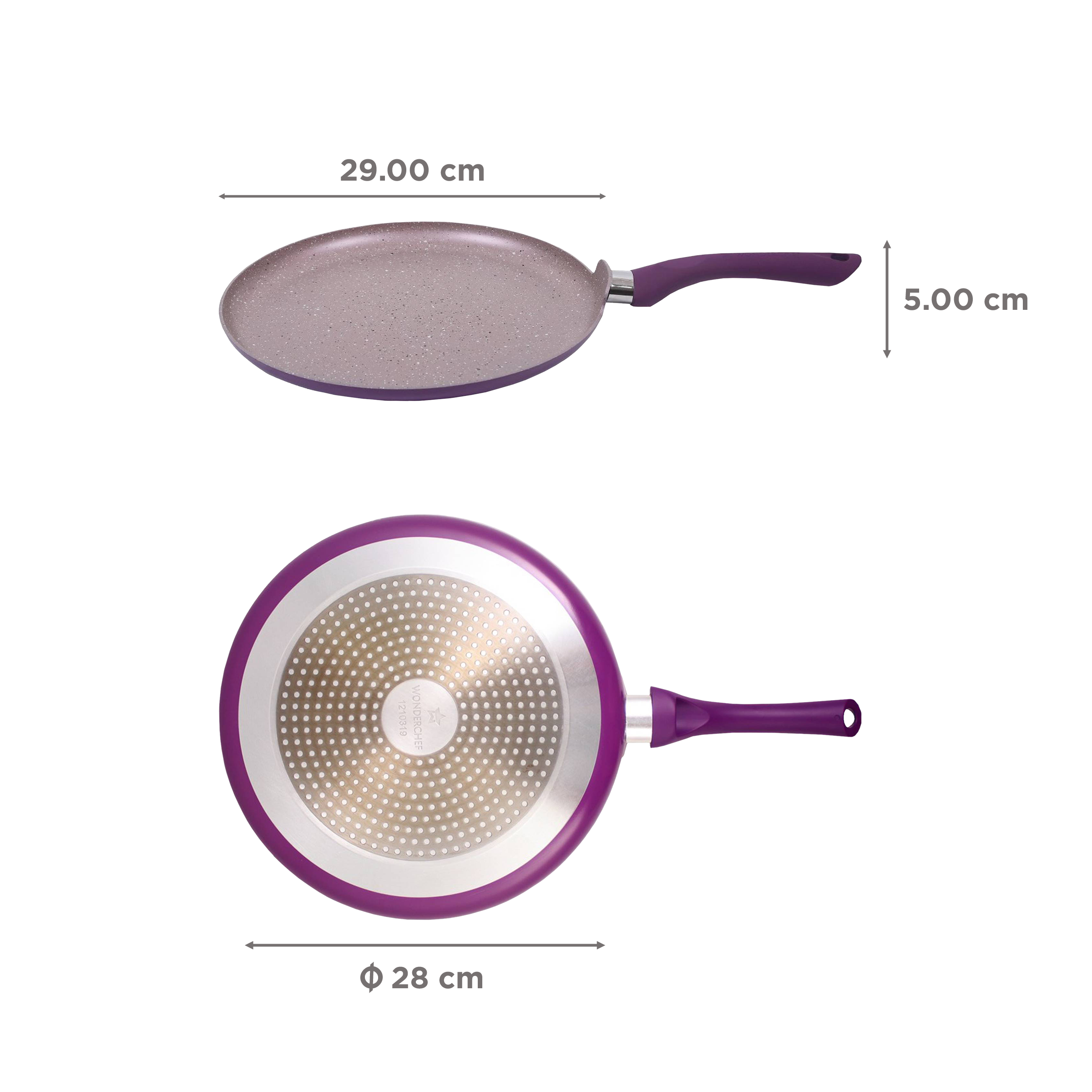 WONDERCHEF Royal Velvet 28cm Non Stick Aluminium Dosa Tawa (Induction Compatible, Even Heat Distribution, Purple)_2