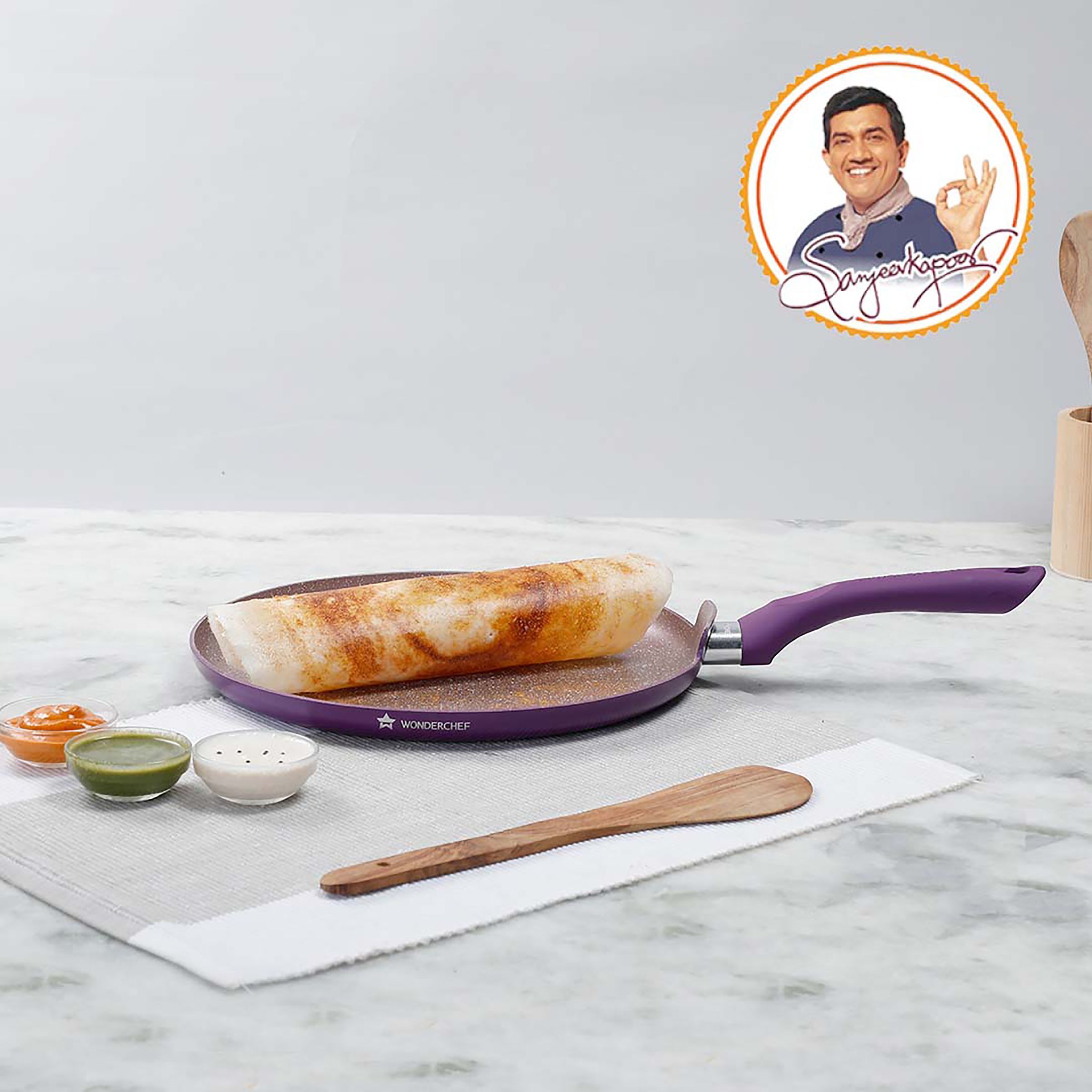 WONDERCHEF Royal Velvet 28cm Non Stick Aluminium Dosa Tawa (Induction Compatible, Even Heat Distribution, Purple)_6