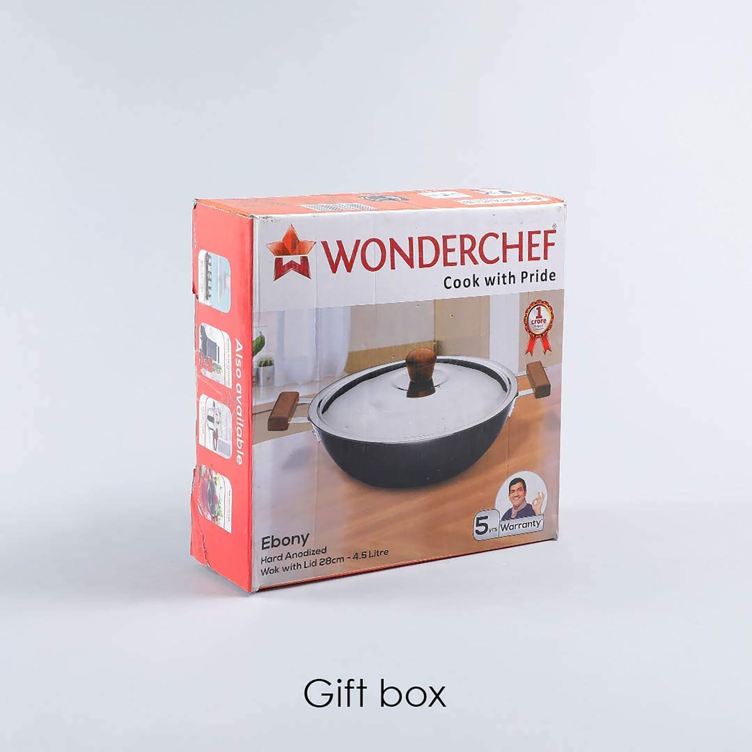 WONDERCHEF Ebony 4.5L Aluminium Wok with Stainless Steel Lid (Induction Compatible, Even Heat Distribution, Black/Brown)_8