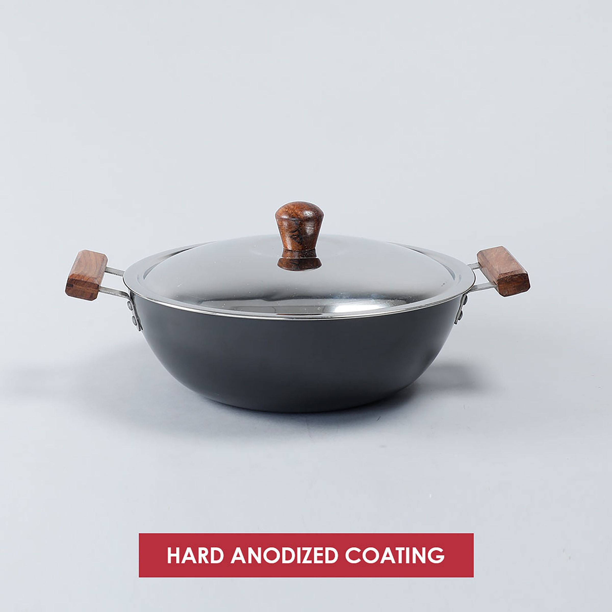 WONDERCHEF Ebony 4.5L Aluminium Wok with Stainless Steel Lid (Induction Compatible, Even Heat Distribution, Black/Brown)_9