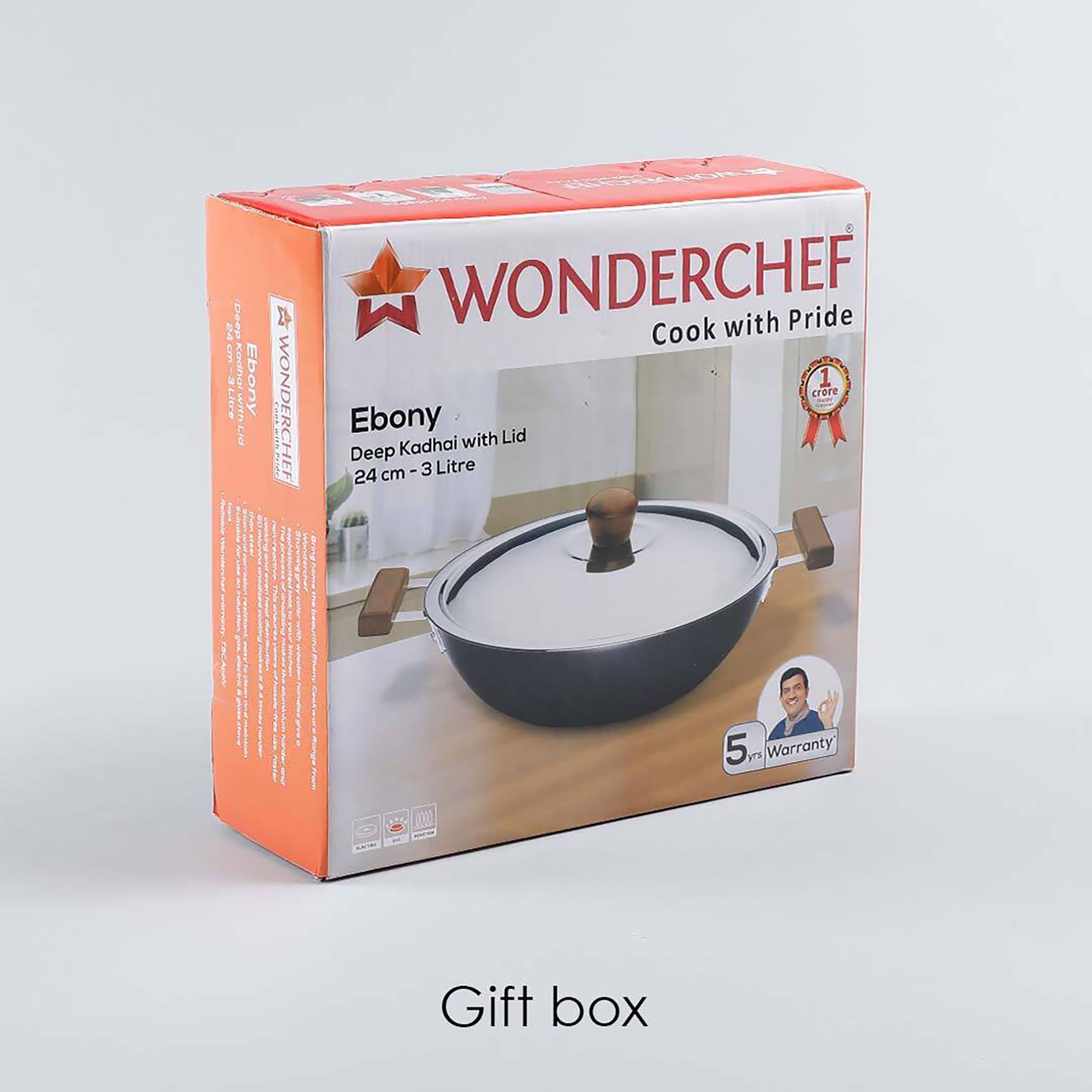 WONDERCHEF Ebony Kadhai with Lid (Hard Anodized Coating, 63152888, Black)_7