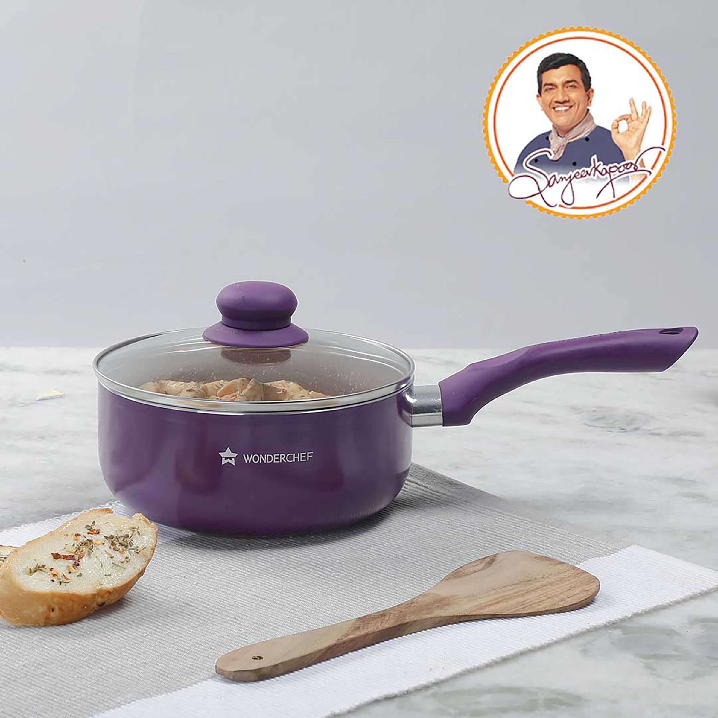 WONDERCHEF Royal Velvet Sauce Pan with Lid (Non-Stick Coating, 63152948, Purple)_11