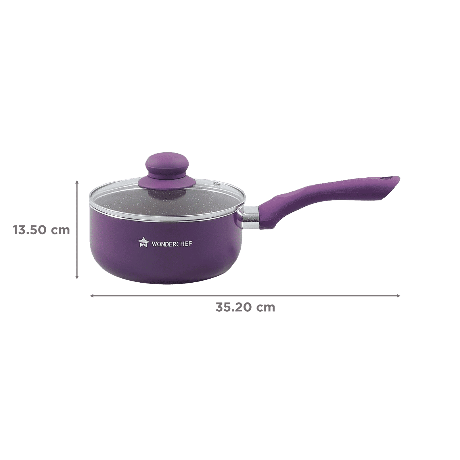 WONDERCHEF Royal Velvet Sauce Pan with Lid (Non-Stick Coating, 63152948, Purple)_2