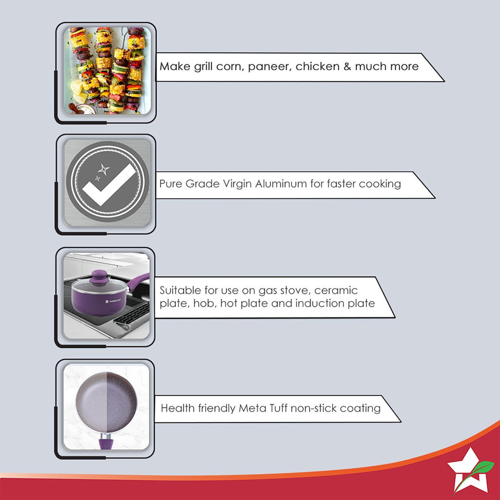 WONDERCHEF Royal Velvet Sauce Pan with Lid (Non-Stick Coating, 63152948, Purple)_19