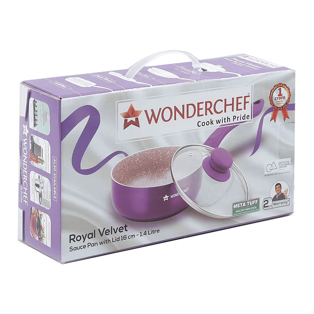 WONDERCHEF Royal Velvet Sauce Pan with Lid (Non-Stick Coating, 63152948, Purple)_7