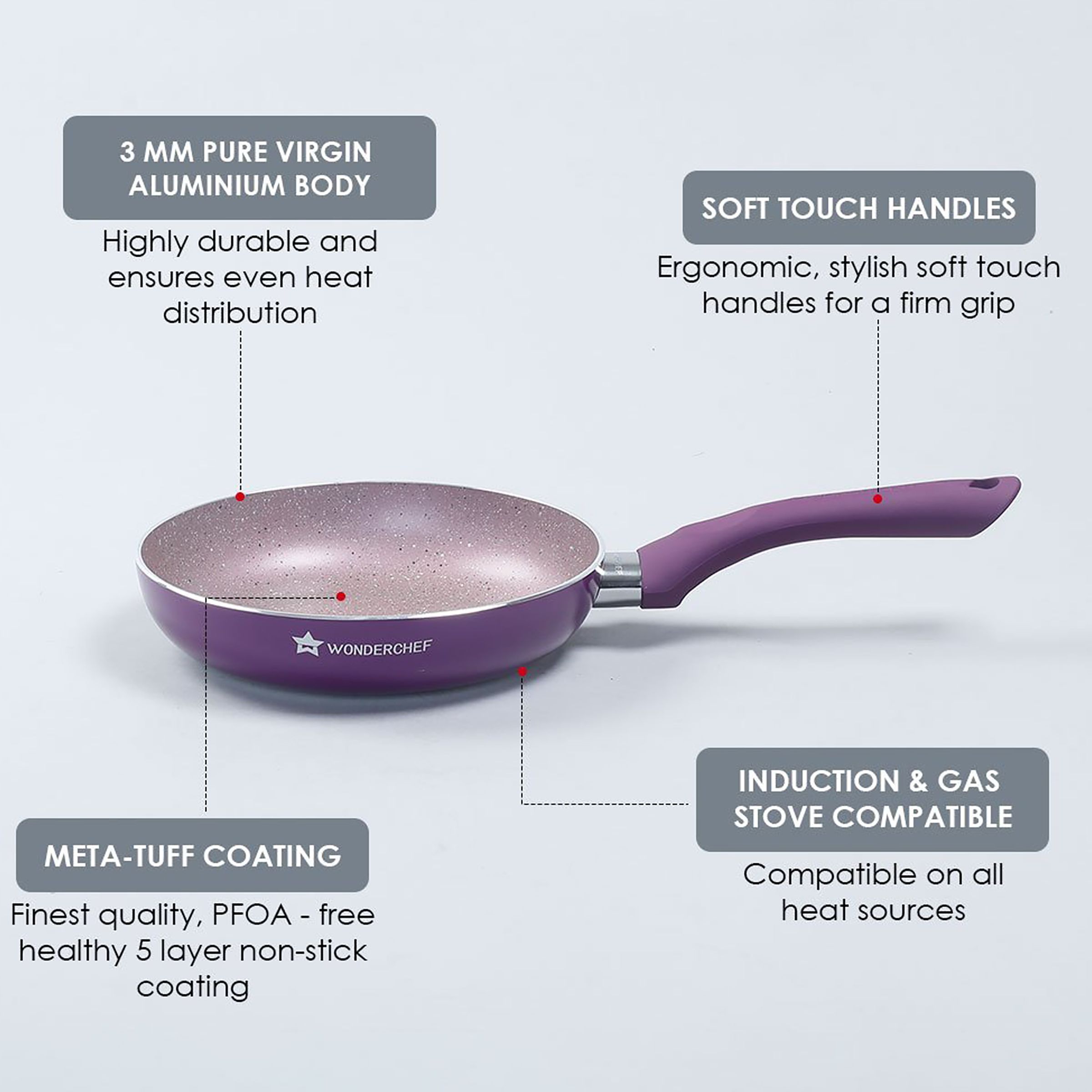 WONDERCHEF Royal Velvet Frying Pan (Non-Stick Coating, 63152945, Purple) WONDERCHEF Royal Velvet Frying Pan (Non-Stick Coating, 63152945, Purple)_10