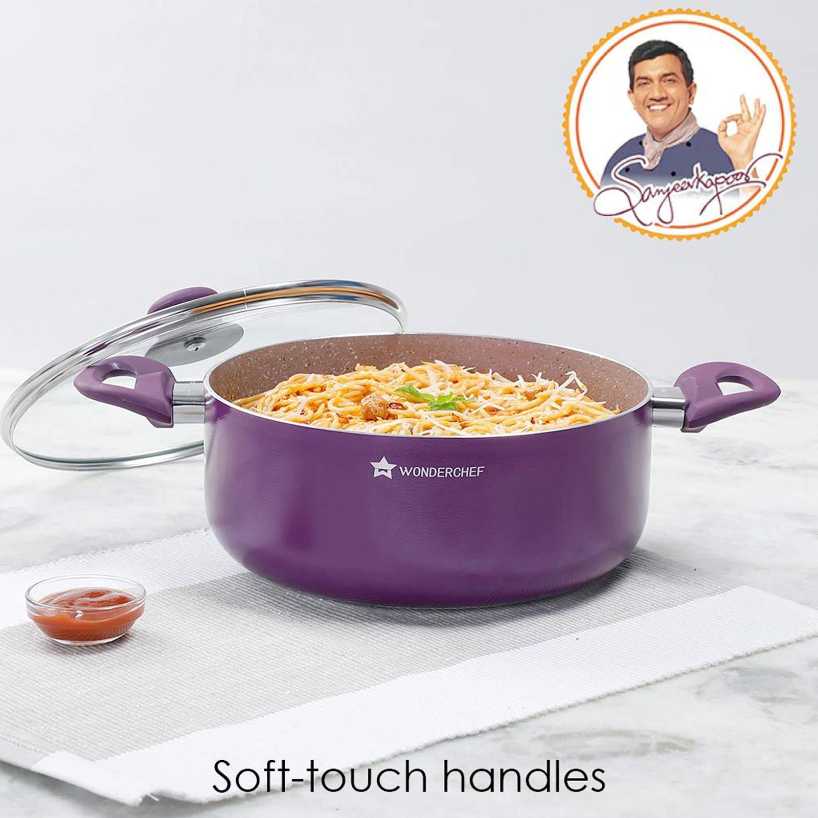 WONDERCHEF Royal Velvet Casserole with Lid (Non-Stick Coating, 63152349, Purple)_8