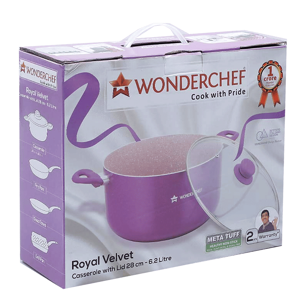 WONDERCHEF Royal Velvet Casserole with Lid (Non-Stick Coating, 63152349, Purple)_5