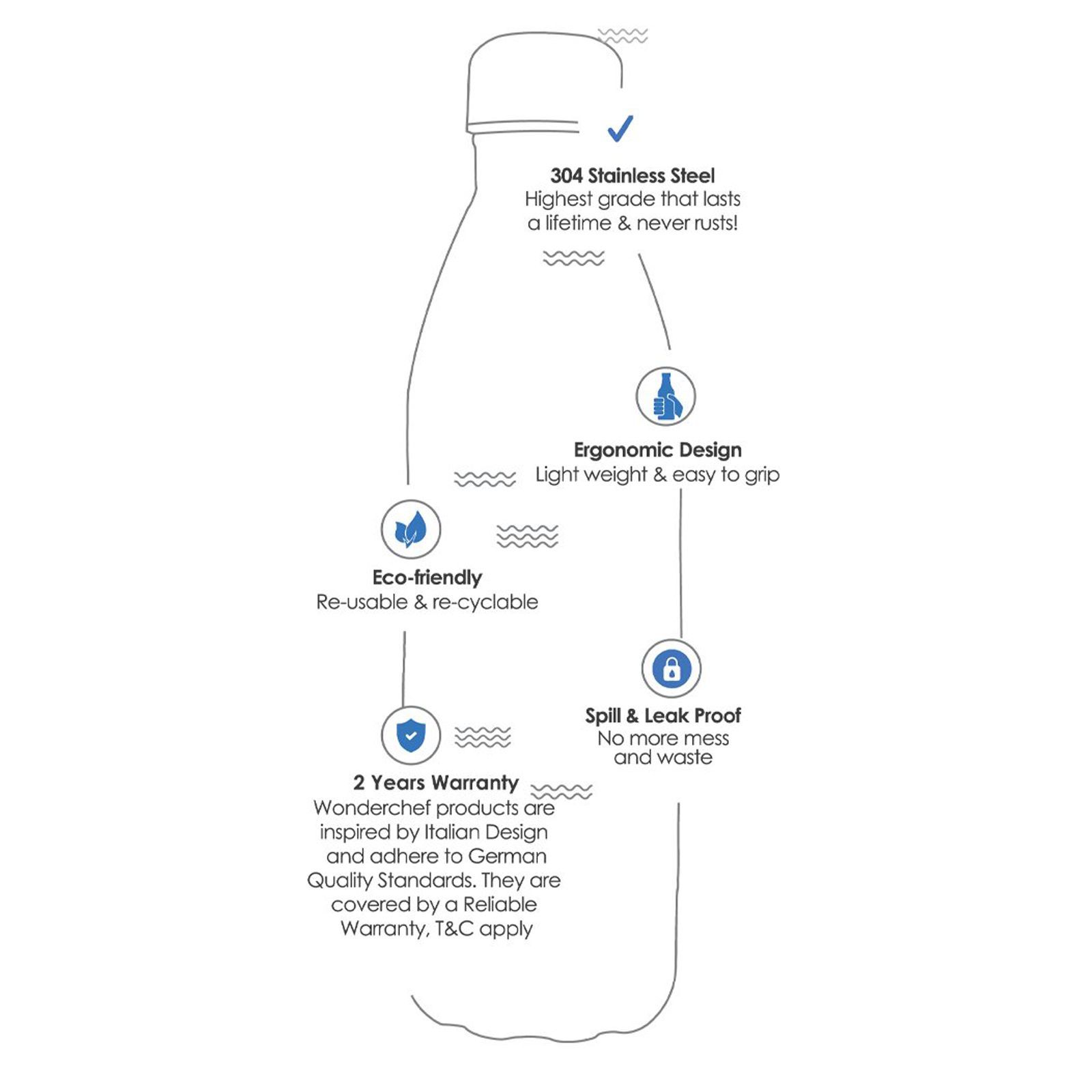 WONDERCHEF Hydro-Bot 500ml Stainless Steel Single Wall Water Bottle (BPA Free, Silver)_10