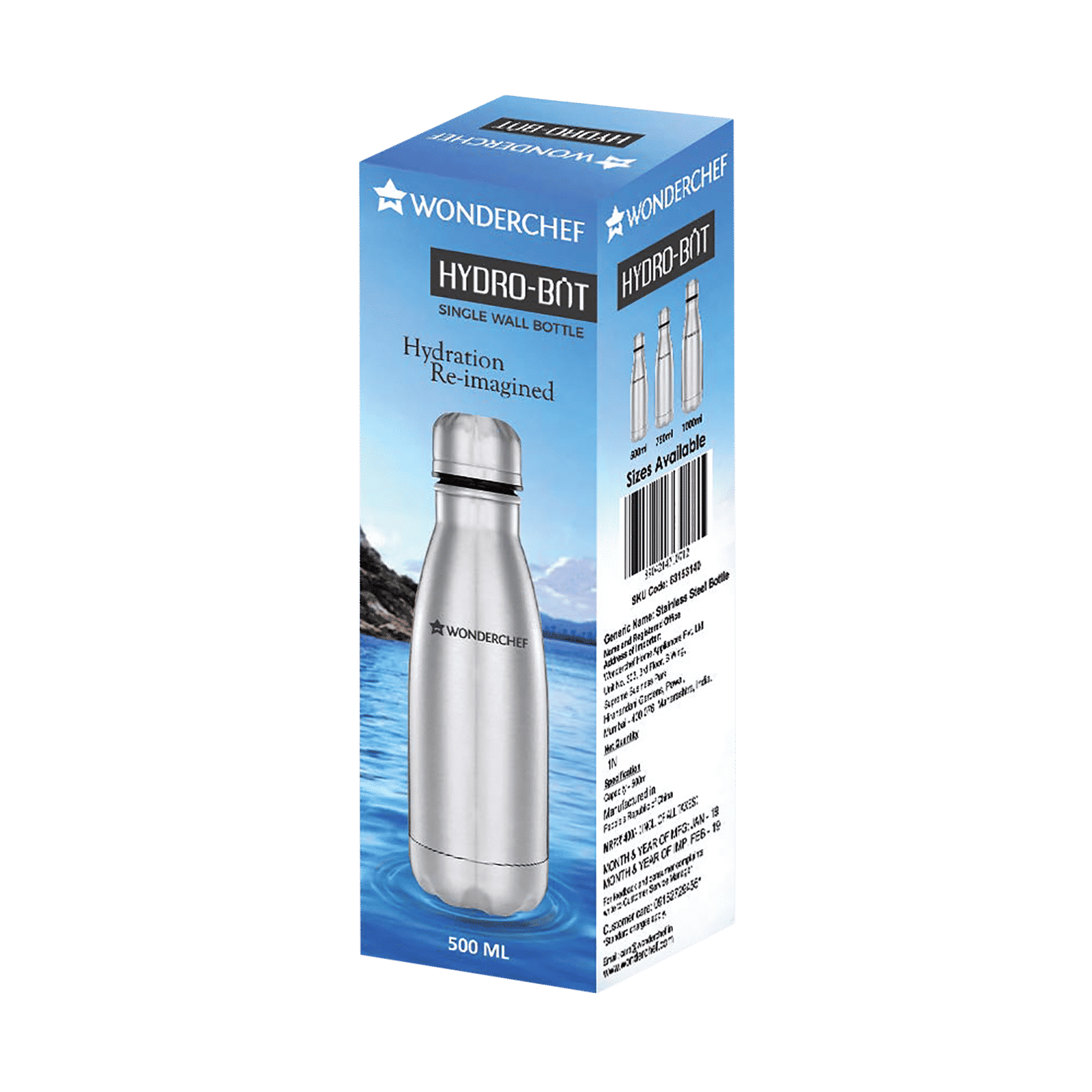WONDERCHEF Hydro-Bot 500ml Stainless Steel Single Wall Water Bottle (BPA Free, Silver)_11