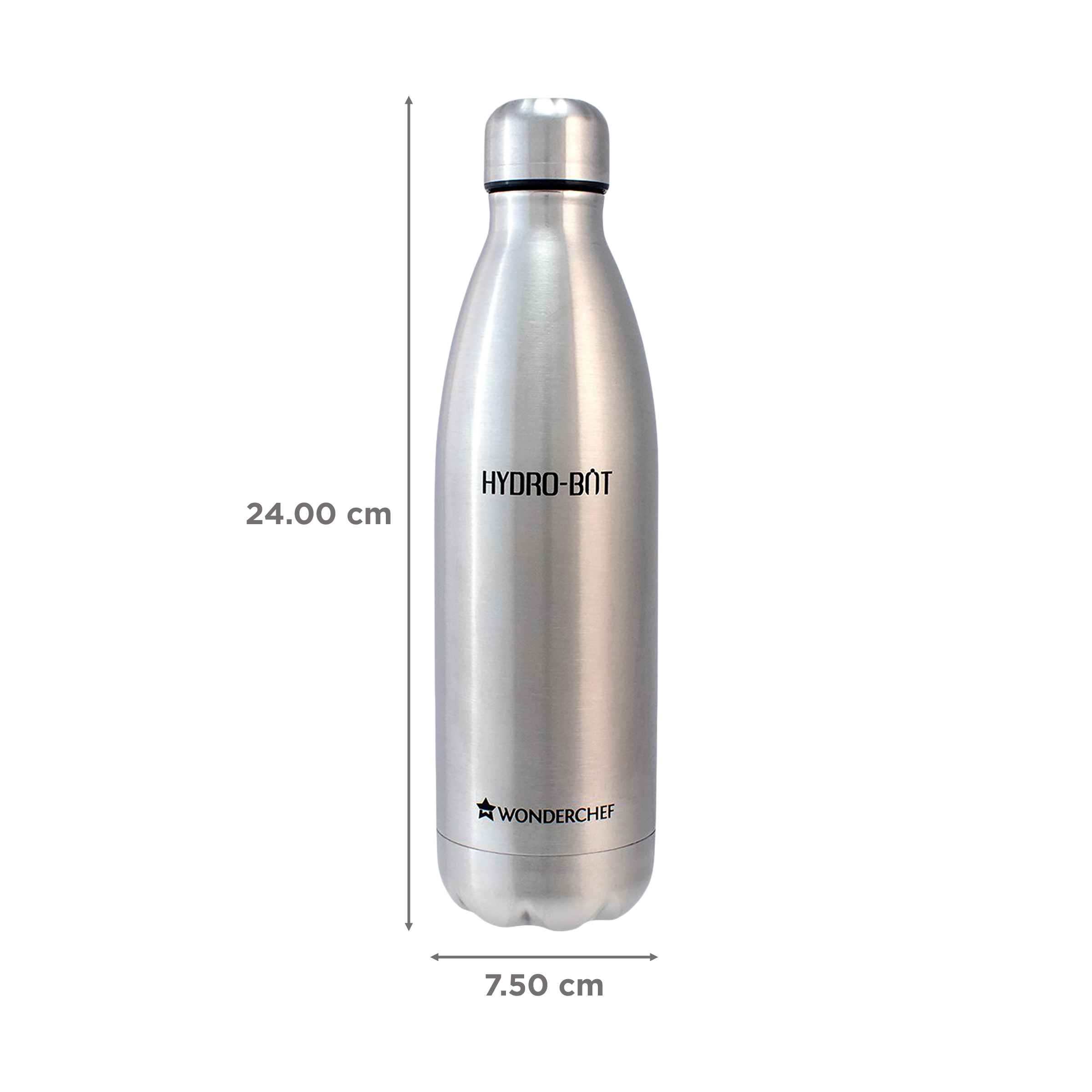 WONDERCHEF Hydro-Bot 500ml Stainless Steel Single Wall Water Bottle (BPA Free, Silver)_2