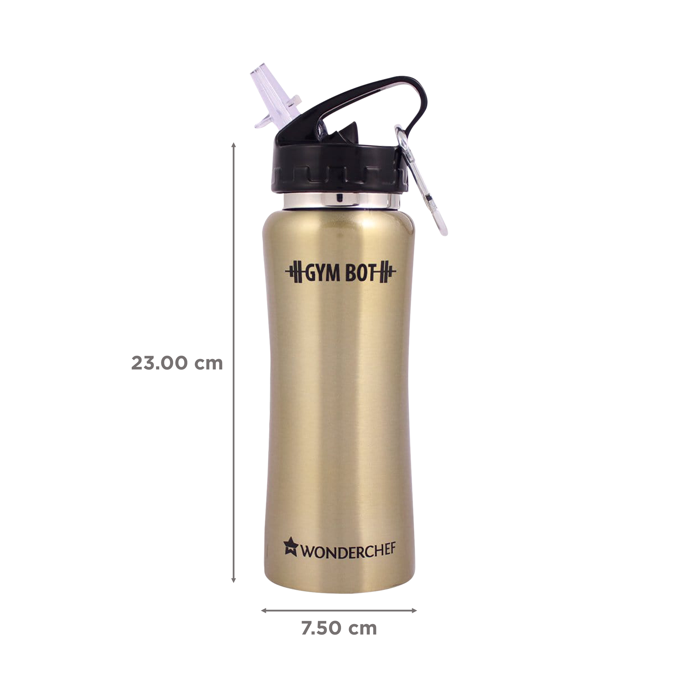 WONDERCHEF Gym-Bot 500ml Stainless Steel Single Wall Water Bottle (BPA Free, Gold)_2