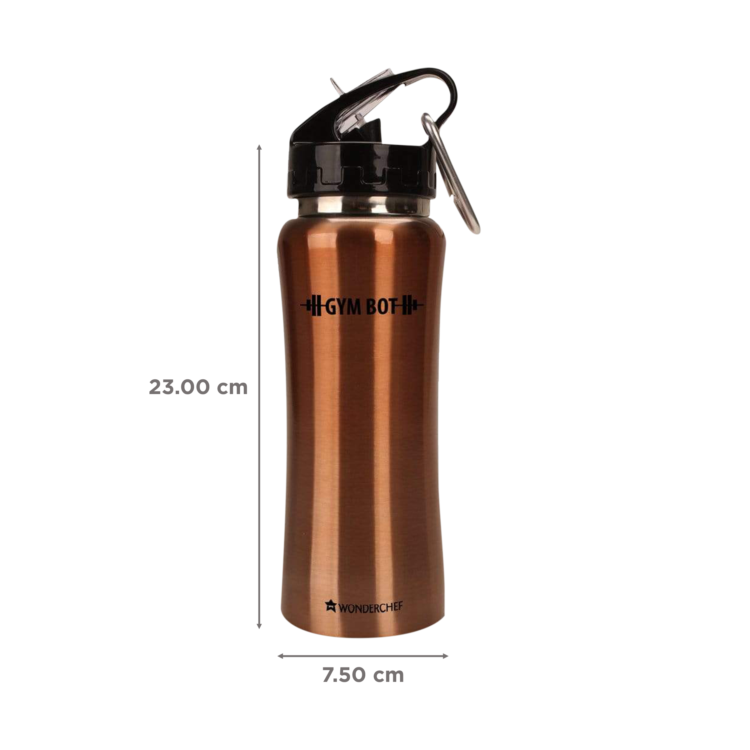 WONDERCHEF Gym-Bot 500ml Stainless Steel Single Wall Water Bottle (BPA Free, Copper)_2