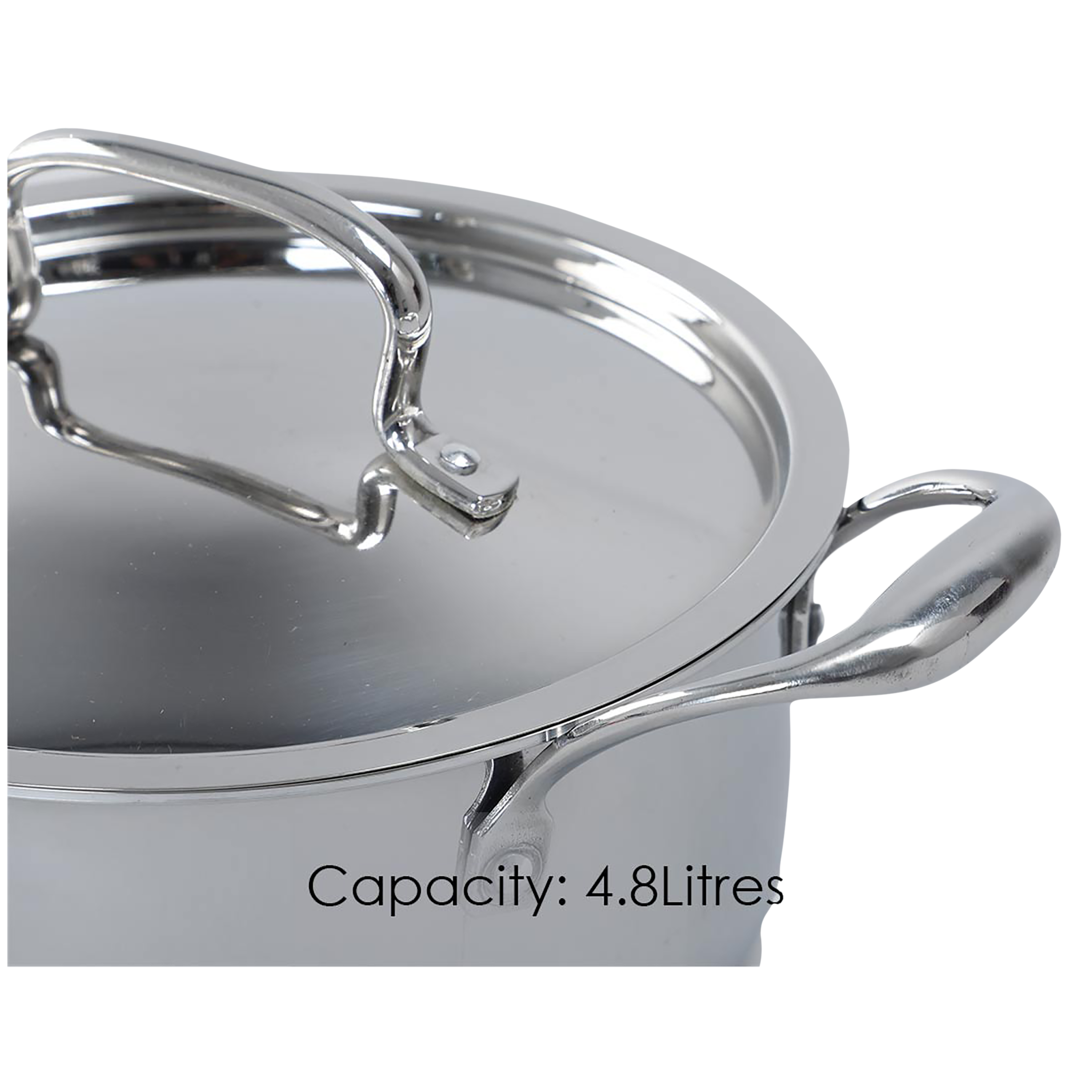 WONDERCHEF Nigella 4.8L Non Stick Aluminium & Stainless steel Casserole with Stainless Steel Lid (Induction Compatible, Even Heat Distribution, Silver)_10