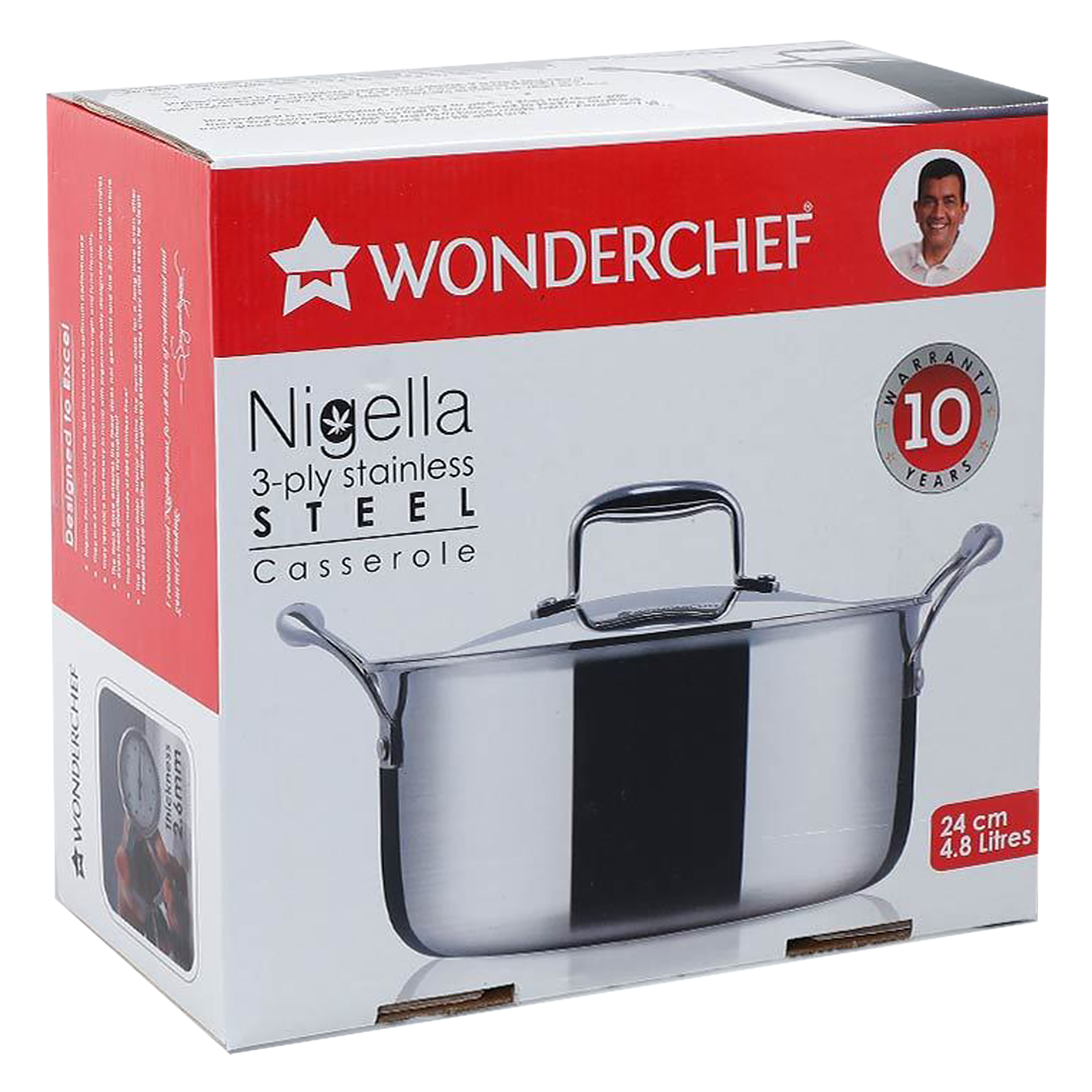 WONDERCHEF Nigella 4.8L Non Stick Aluminium & Stainless steel Casserole with Stainless Steel Lid (Induction Compatible, Even Heat Distribution, Silver)_16